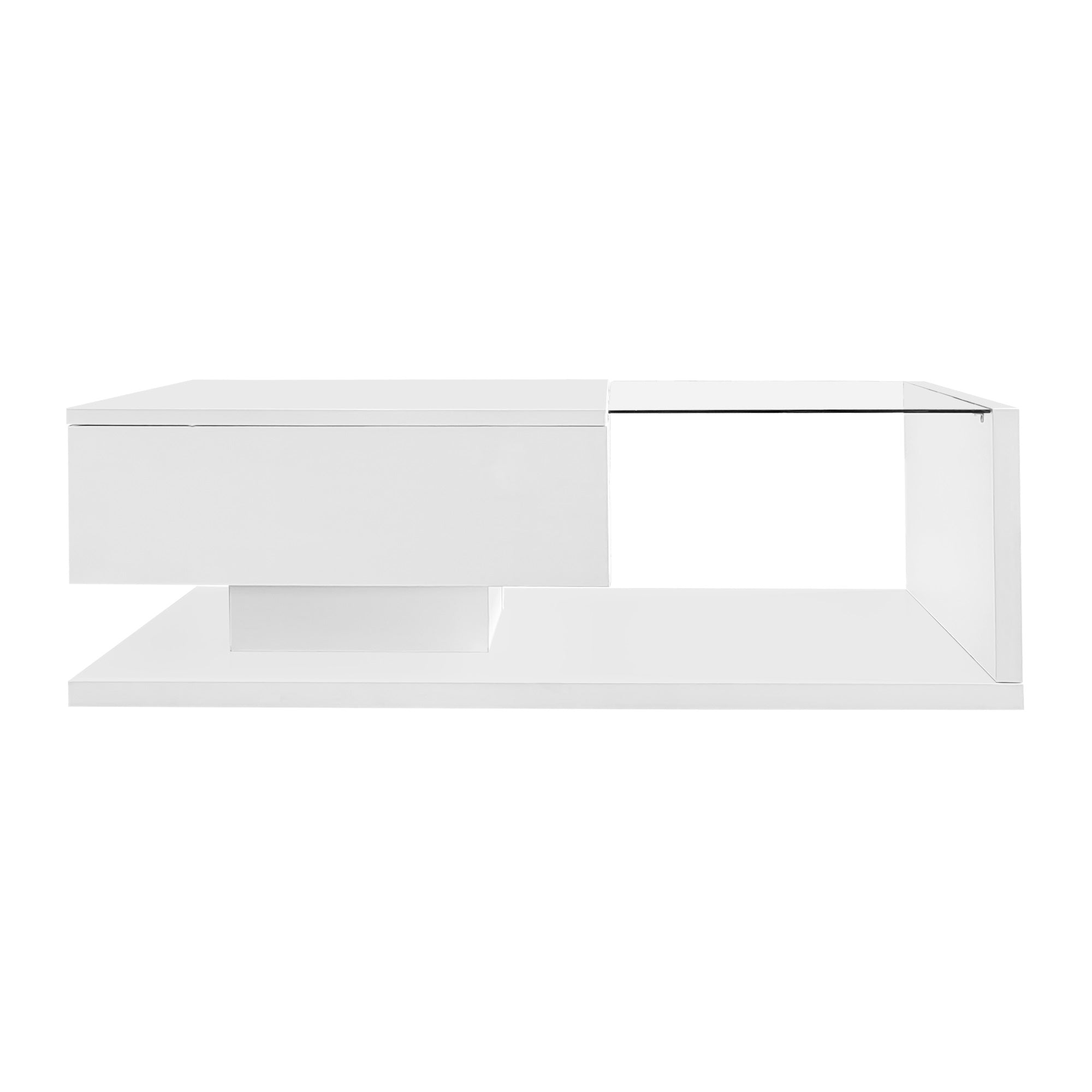 Logidon salontafel hoogglans wit glas LED 105 x 55 cm