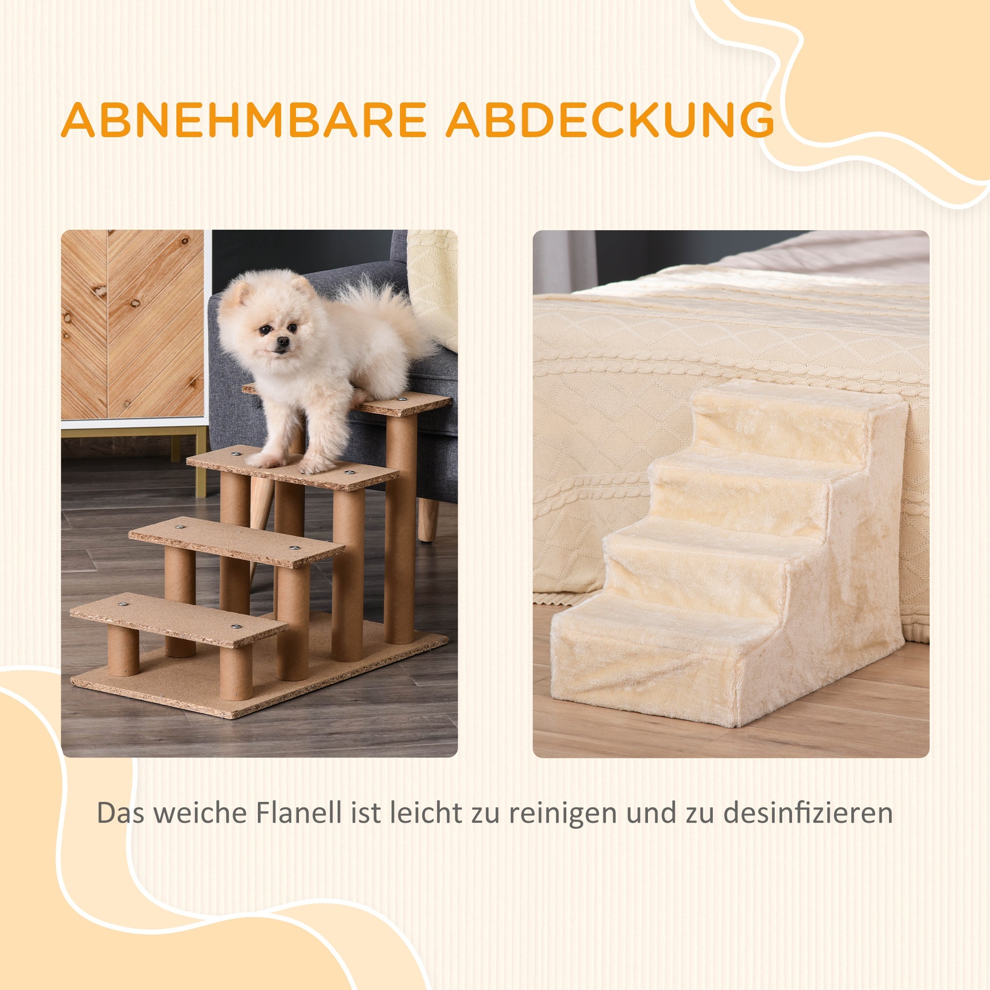 Logidon hondenloopplank 4 treden beige van multiplex 60x35x44 cm
