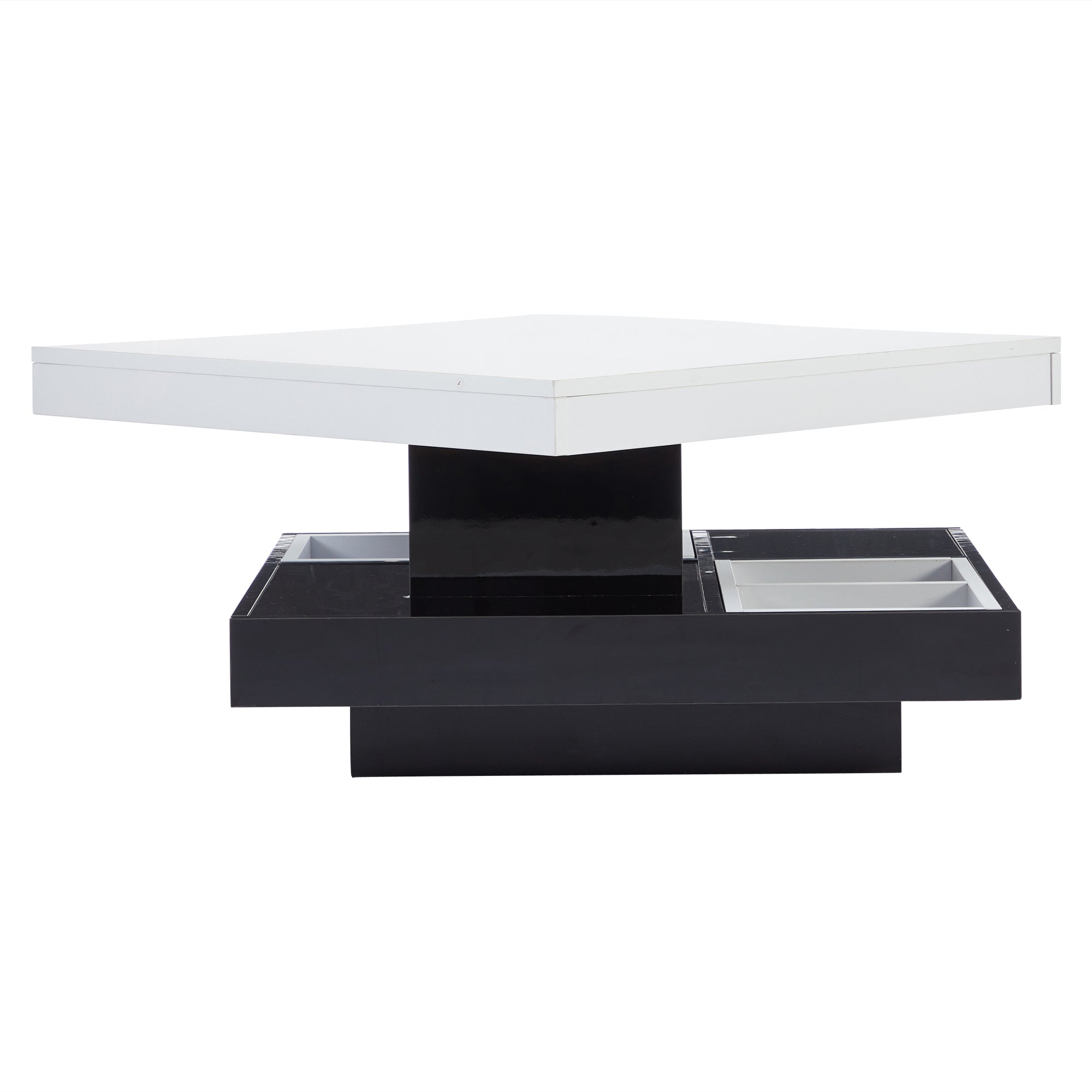 Logidon Draaibare Salontafel Wit Blad Zwart Onderstel 70x70x36