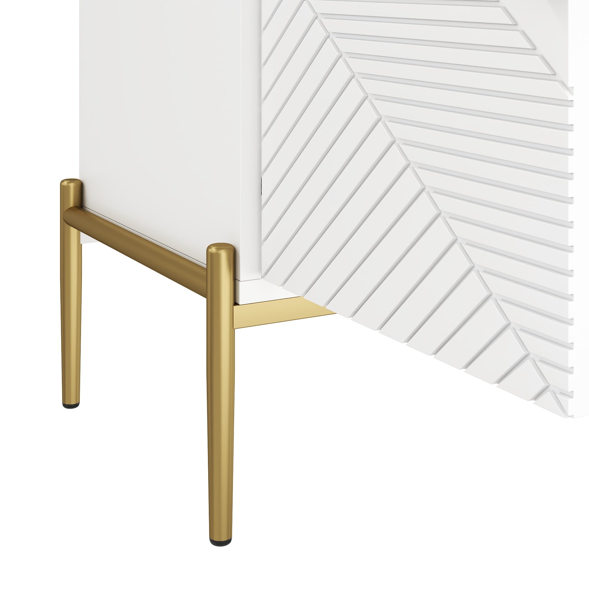 Logidon Modern dressoir wit met gouden details, 4 deuren, 162x40x80