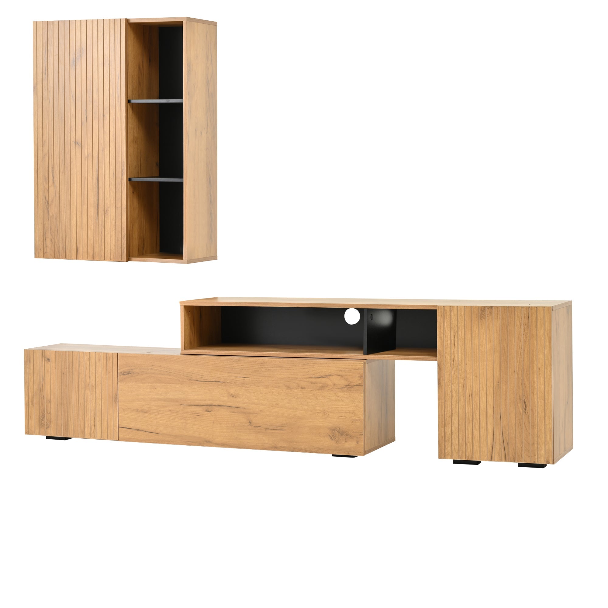 Logidon TV wall unit set display case two parts up to 265 cm oak black