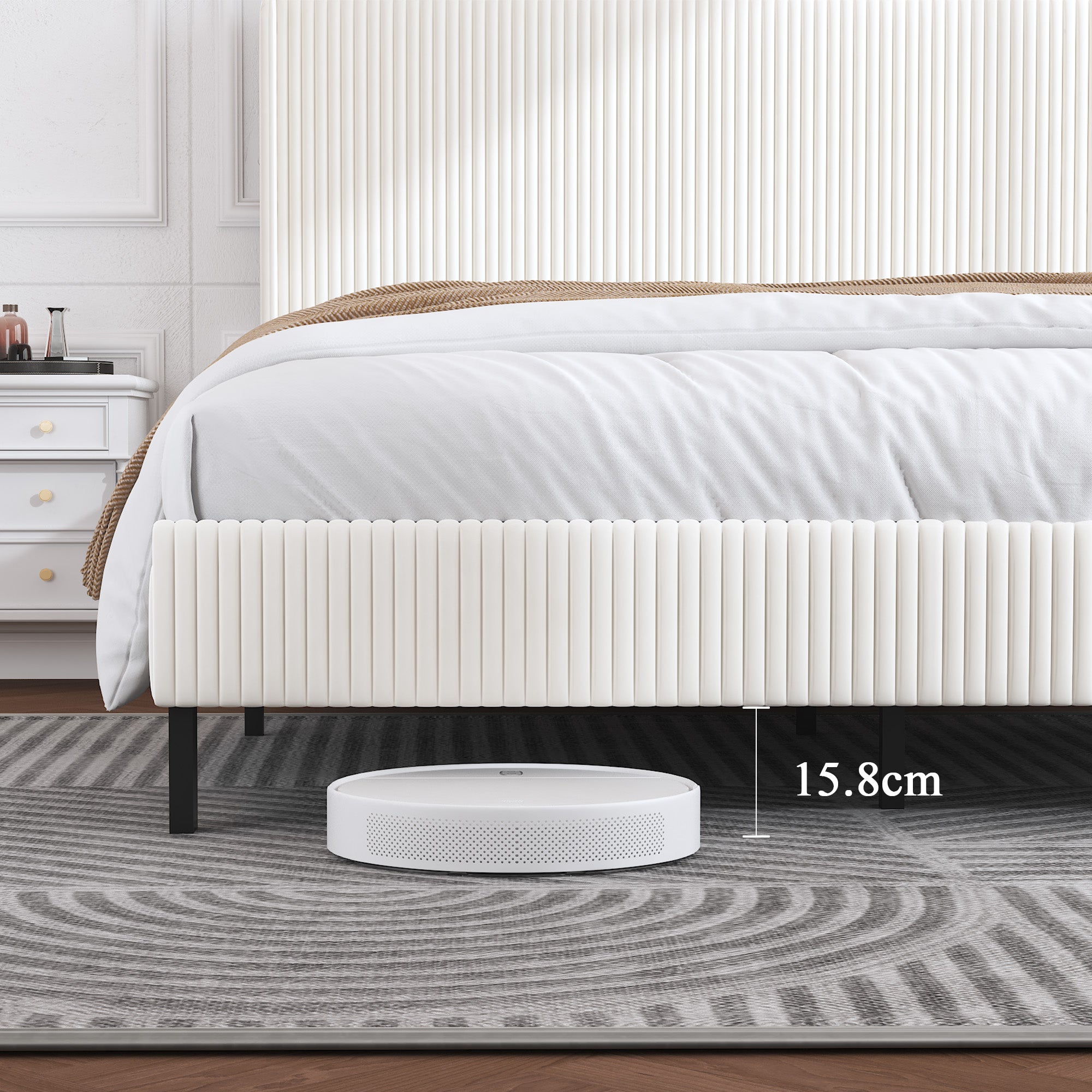 Logidon platformbed 180x200 beige corduroy vleugeldesign hoofdeinde