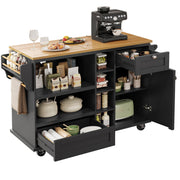 Logidon dining room trolley black with wooden top, drawers and cupboards