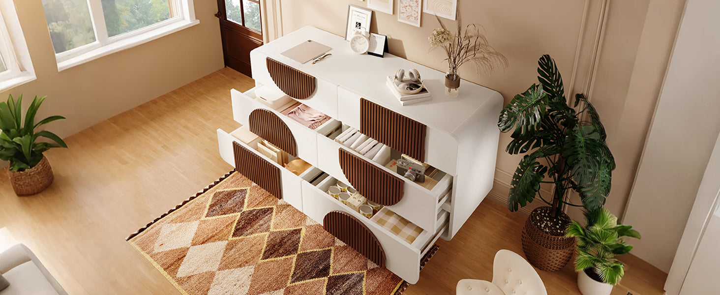 Logidon ladekast 6 lades wit bruin houten latten 121x71x41 cm
