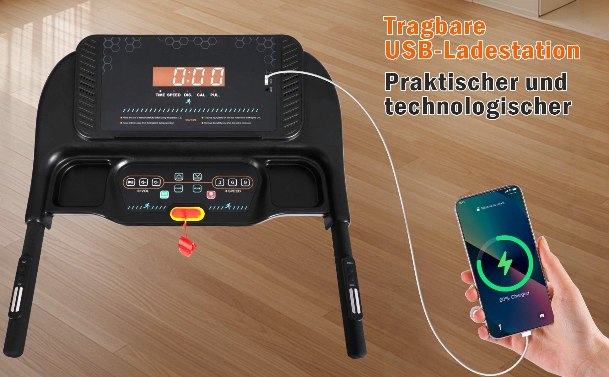 Logidon loopband voor thuis opvouwbare 14 km/u hartslagmeter