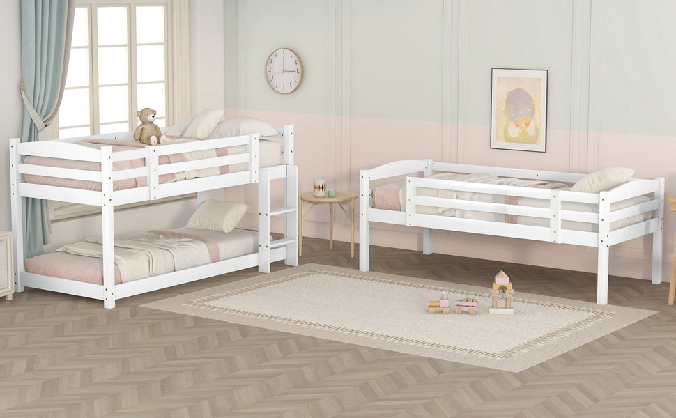 Logidon 3-persoonsstapelbed 90x200 cm wit hout - zonder matras