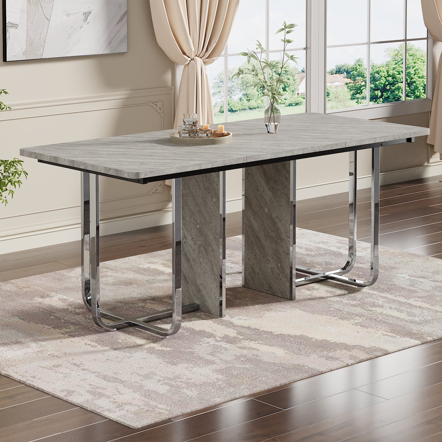 Logidon eettafel 180x80 cm grijs met metalen poten moderne tafel