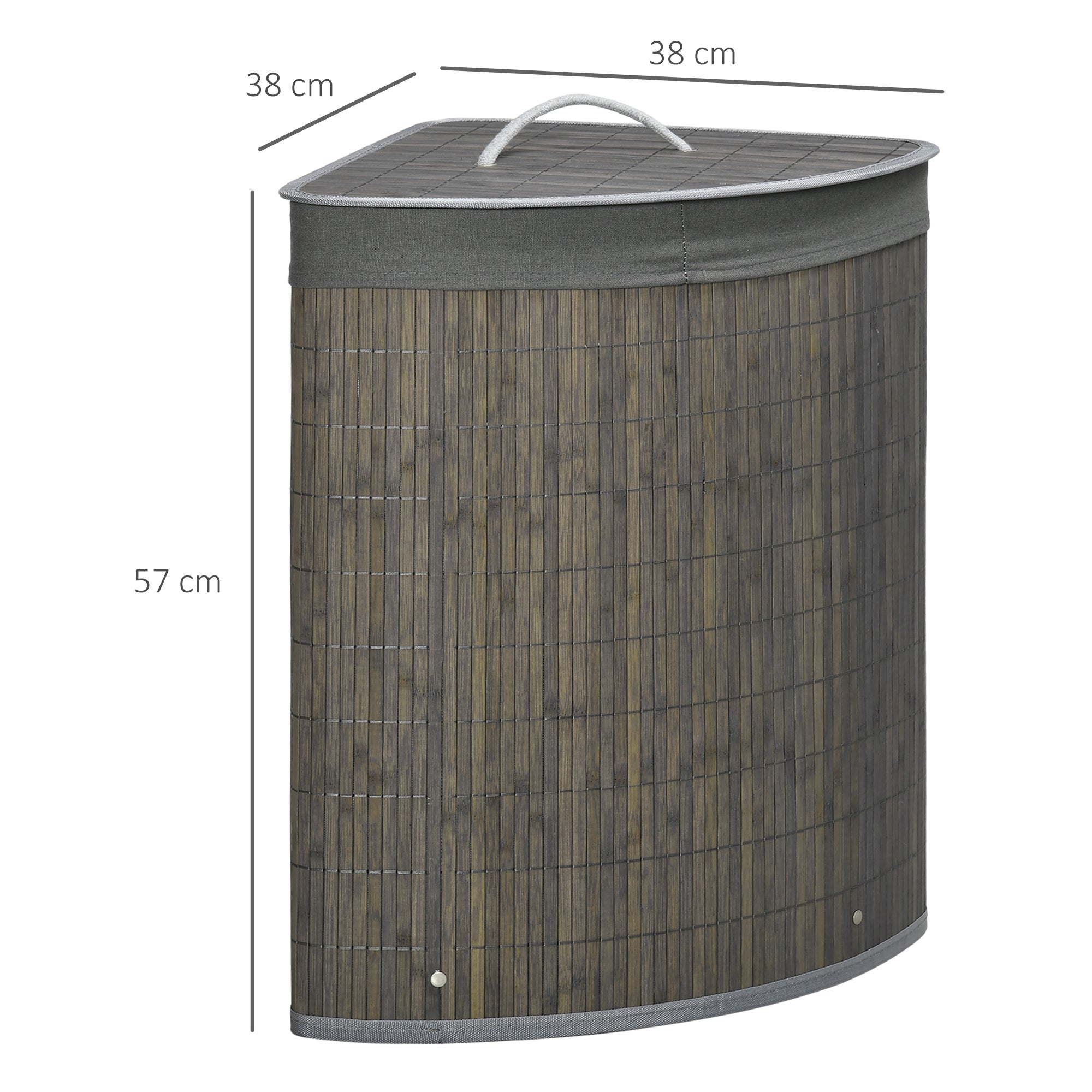 Logidon Vierkante Bamboe Wasmand 55L Grijs 38x38x57 cm Met Deksel Binnenzak