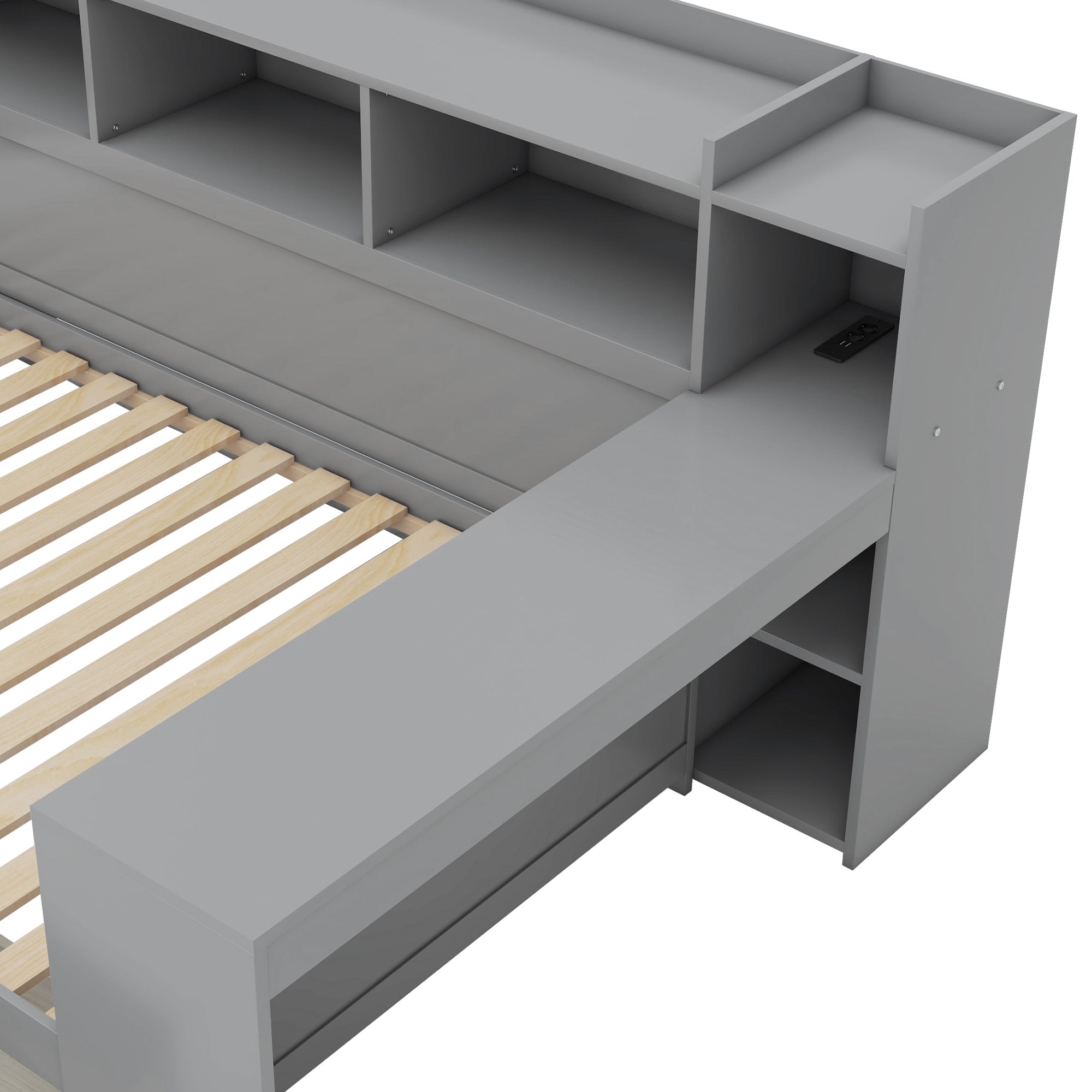 Logidon sofa bed 90x200 gray USB port 2 drawers