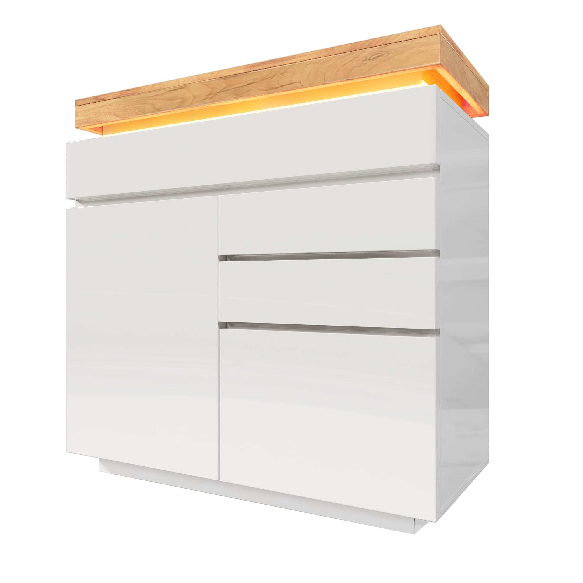 Logidon high gloss chest of drawers white LED lighting app control 2 doors