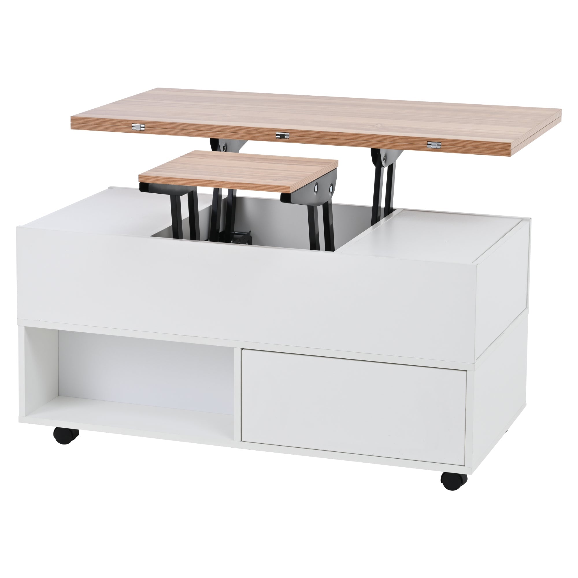 Logidon salontafel Lift Top 100x50 wit houtlook met 4 lades