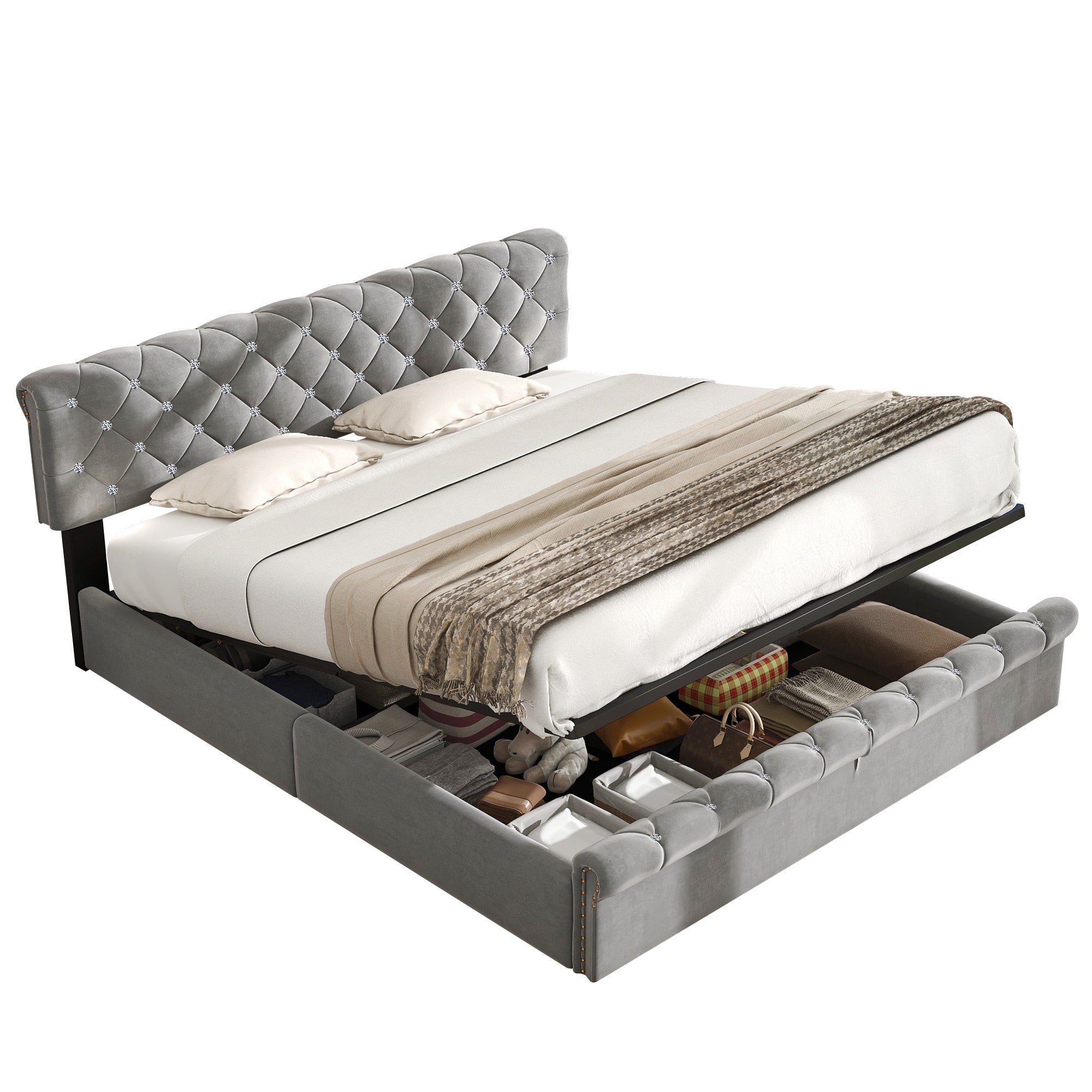 Logidon gestoffeerd bed 180x200 verstelbaar hoofdbord grijs