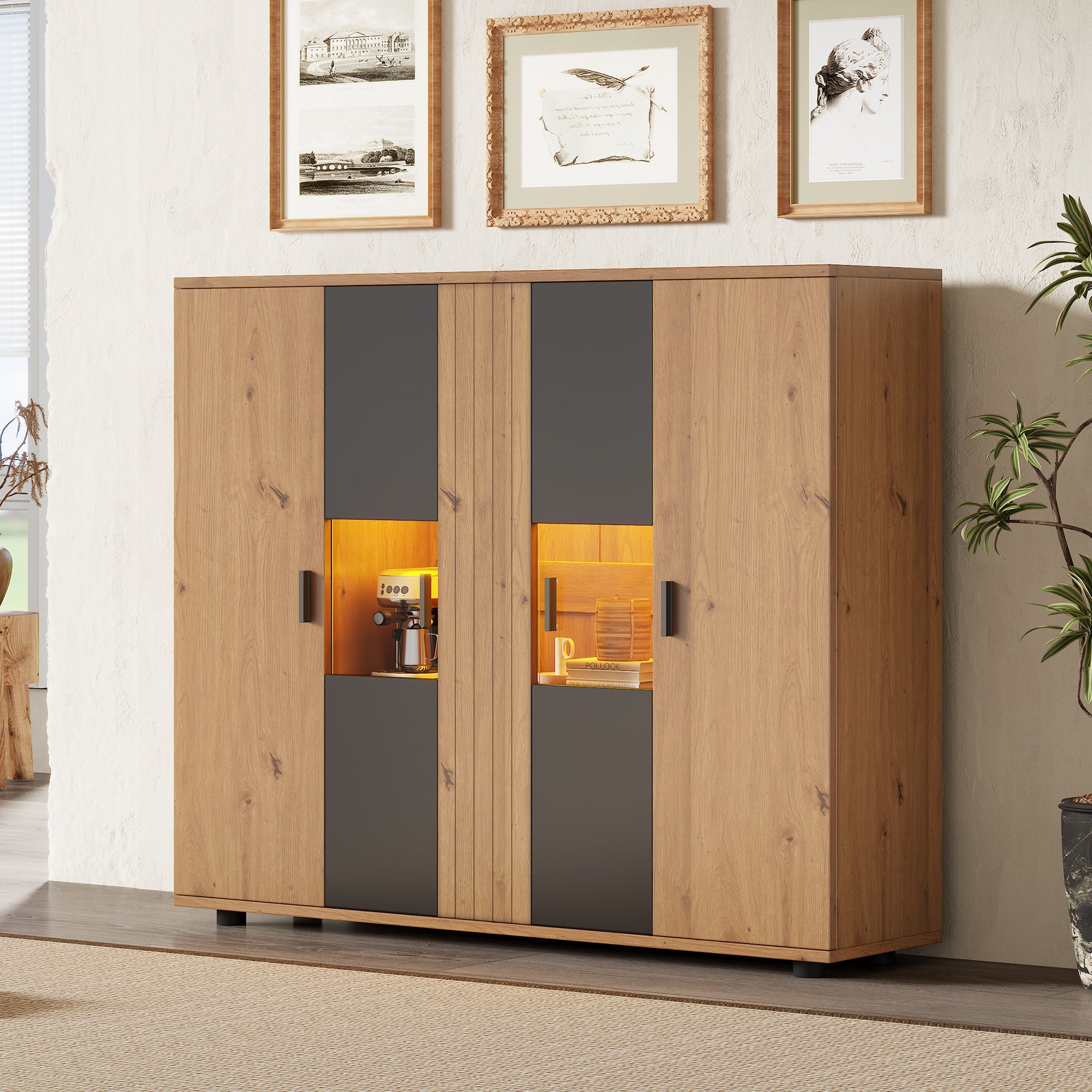 Logidon sideboard 140 x 35 x 113 cm Adjustable dividers 4 doors