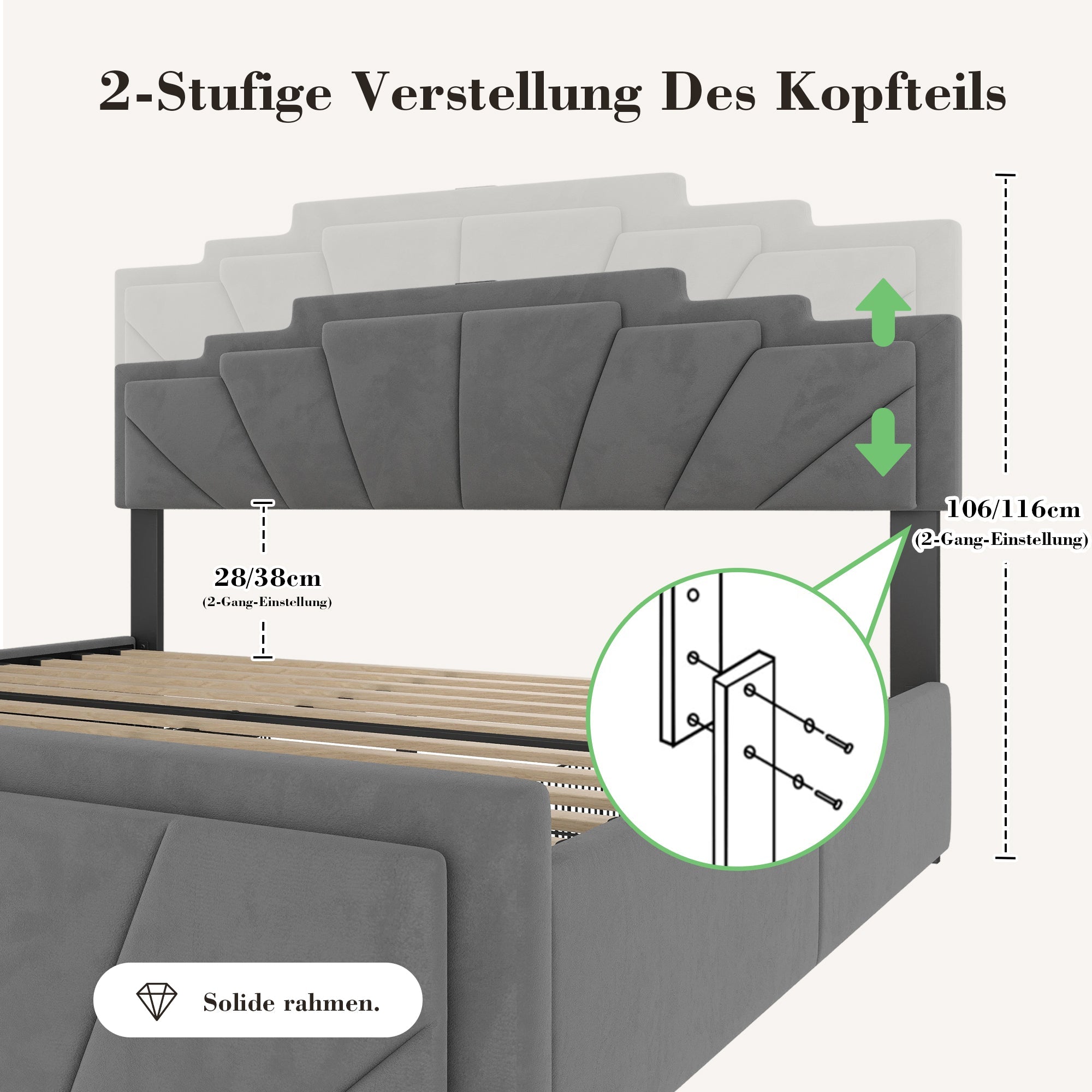 Logidon gestoffeerd bed 160x200 cm donkergrijs fluweel LED-hoofdbord