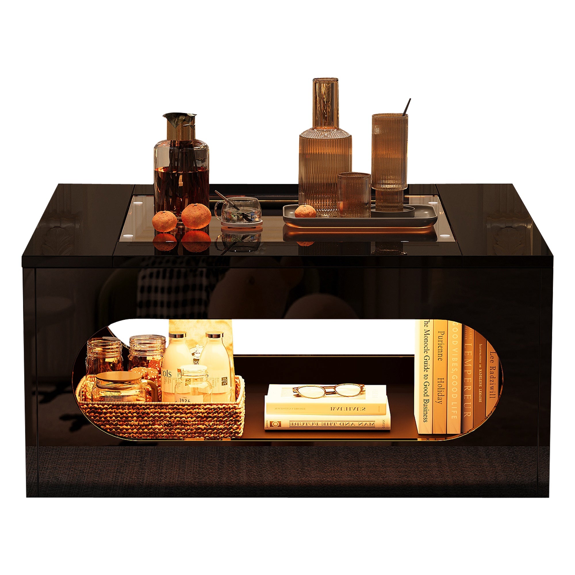 Logidon LED salontafel 70x70 cm vierkant zwart MDF glasblad