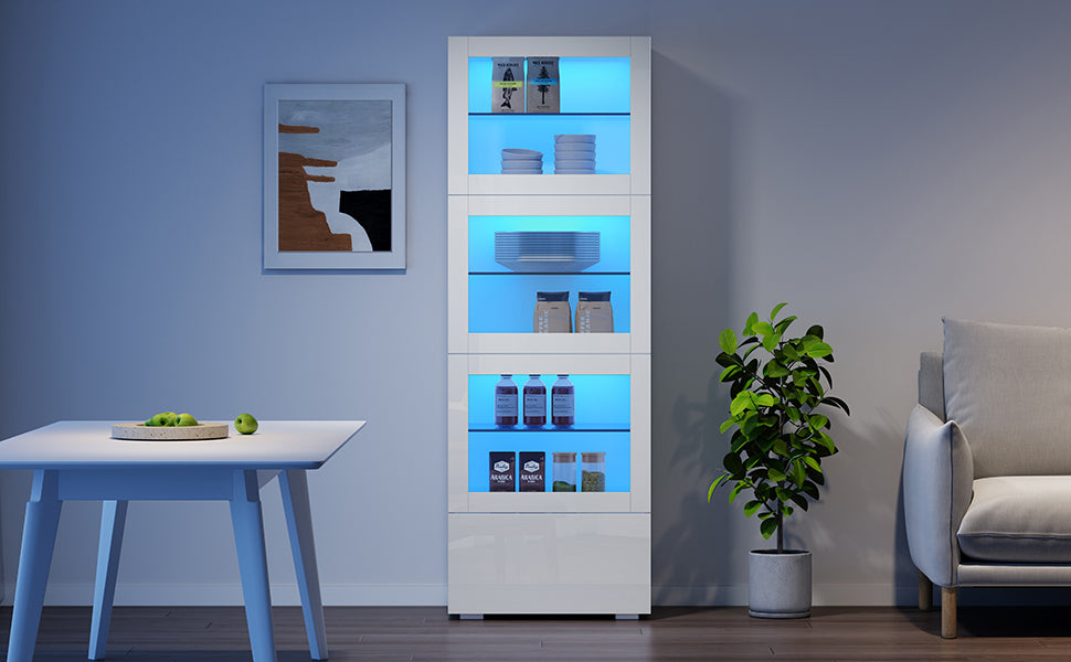 Logidon vitrine 60x40x173 cm wit hoogglans LED verlichting