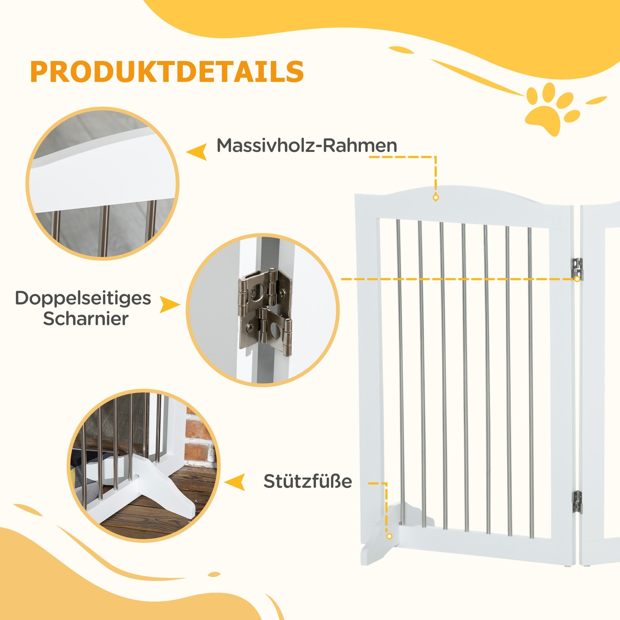 Logidon hondenhek wit 154 x 30 x 80 cm opvouwbare standaard