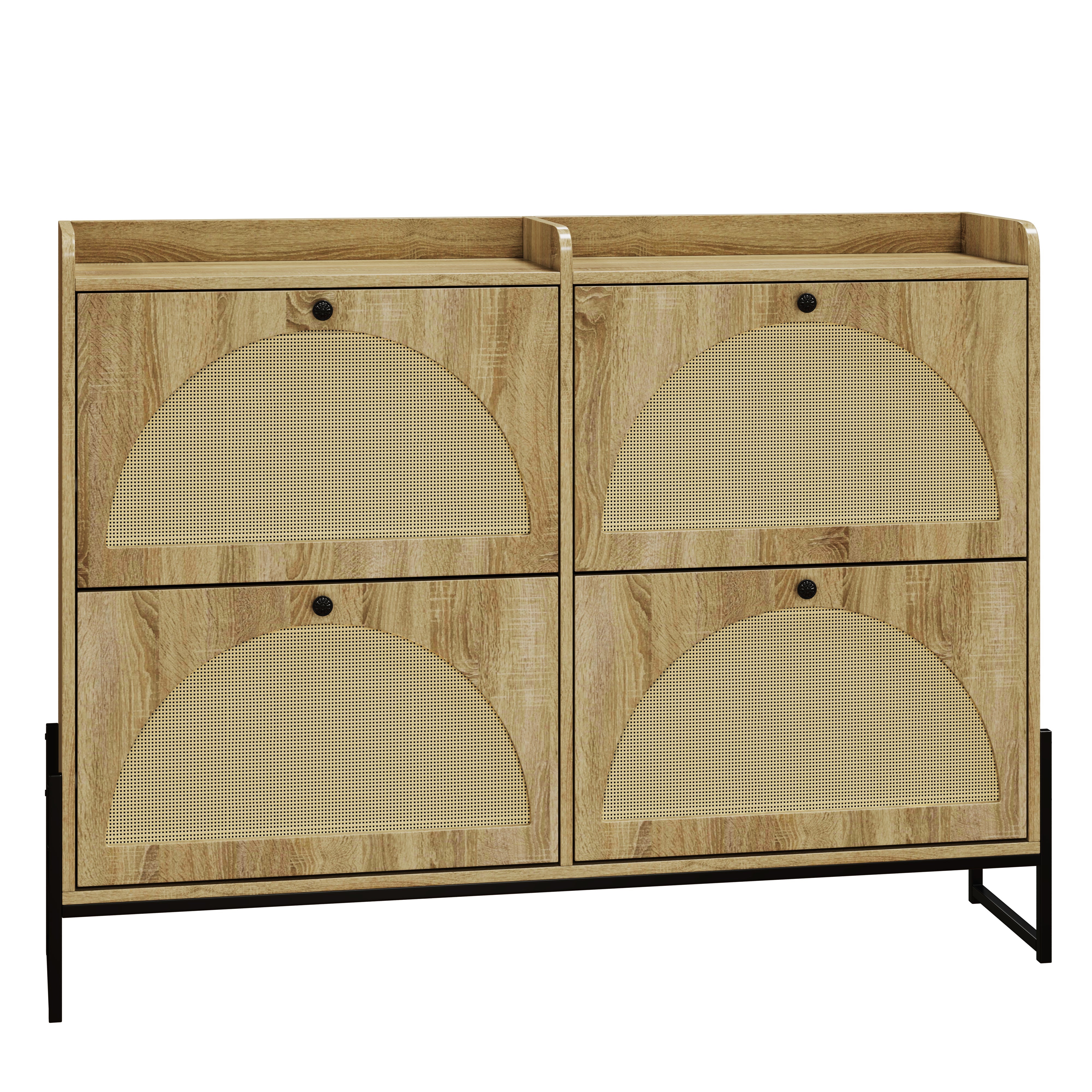 Logidon shoe cabinet narrow 4 flaps natural color 118 cm