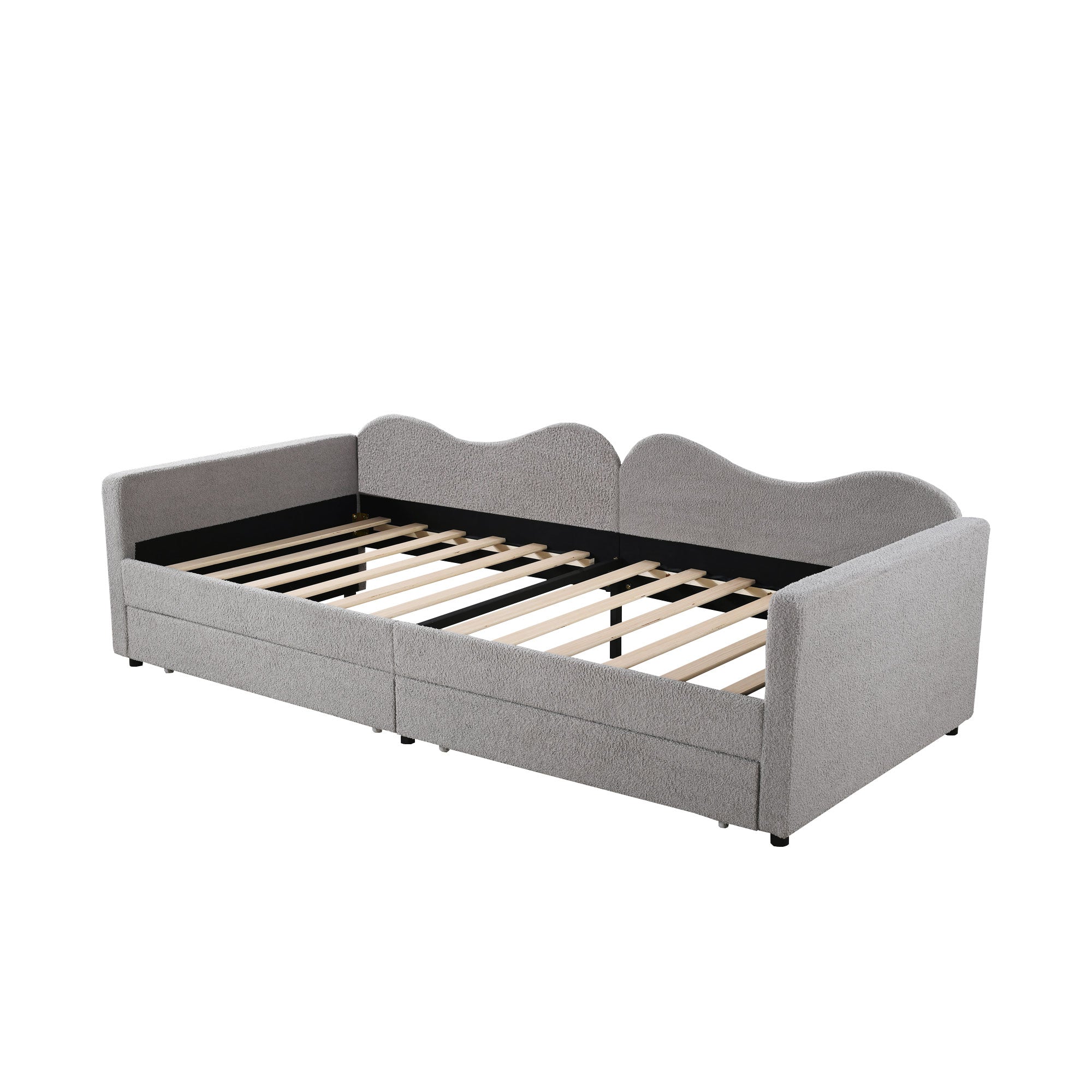 Logidon gestoffeerd bed 90x200 grijze slaapbank met 2 lades