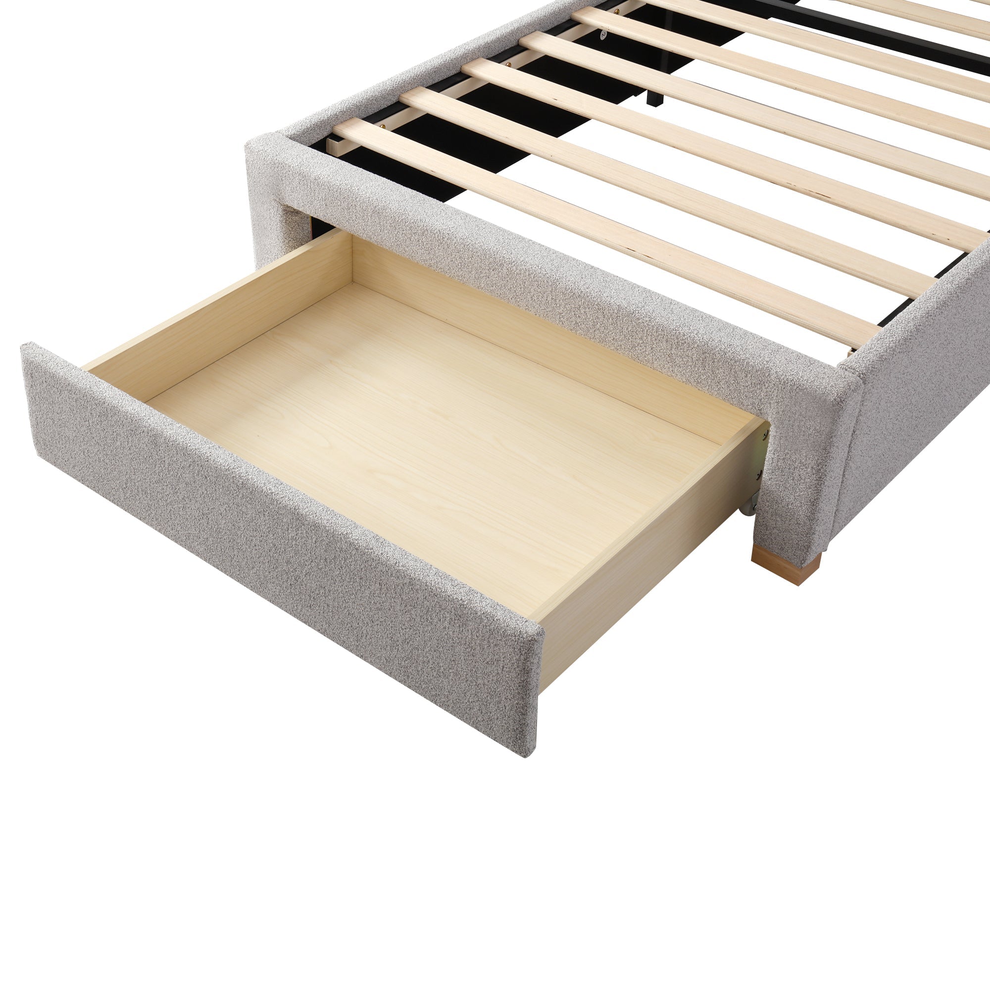 Logidon gestoffeerd bed 90x200 cm functioneel bed grote lade grijze chenille