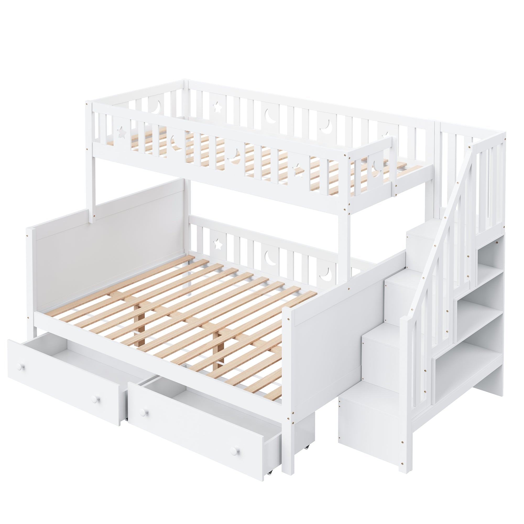 Logidon kinderstapelbed 90x200/140x200 wit met veiligheidstrap