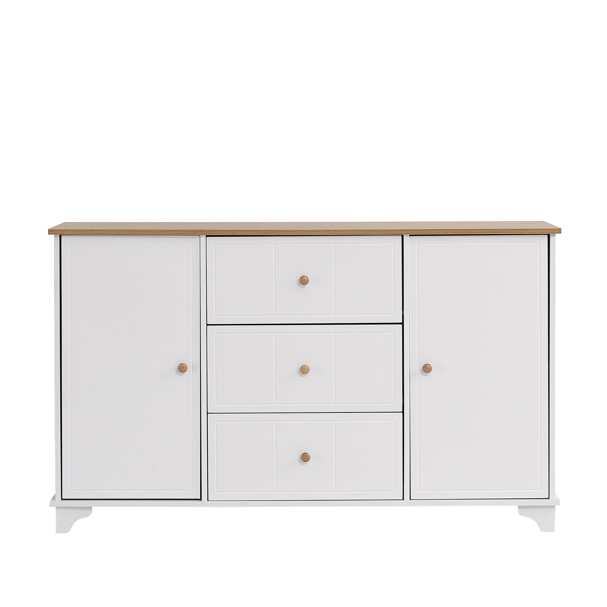 Logidon classic chest of drawers white natural with 3 drawers and 2 doors