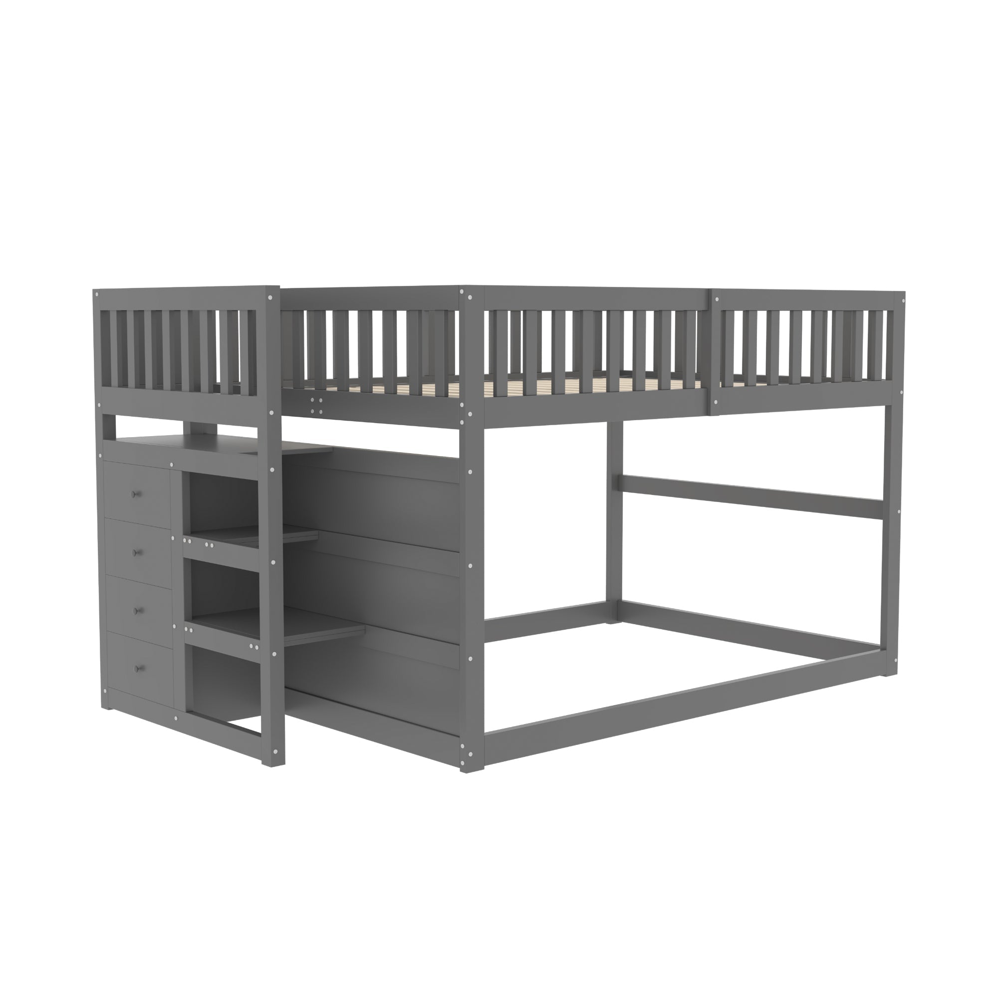 Logidon laag stapelbed 140x200 grijs veiligheidsstapelbed