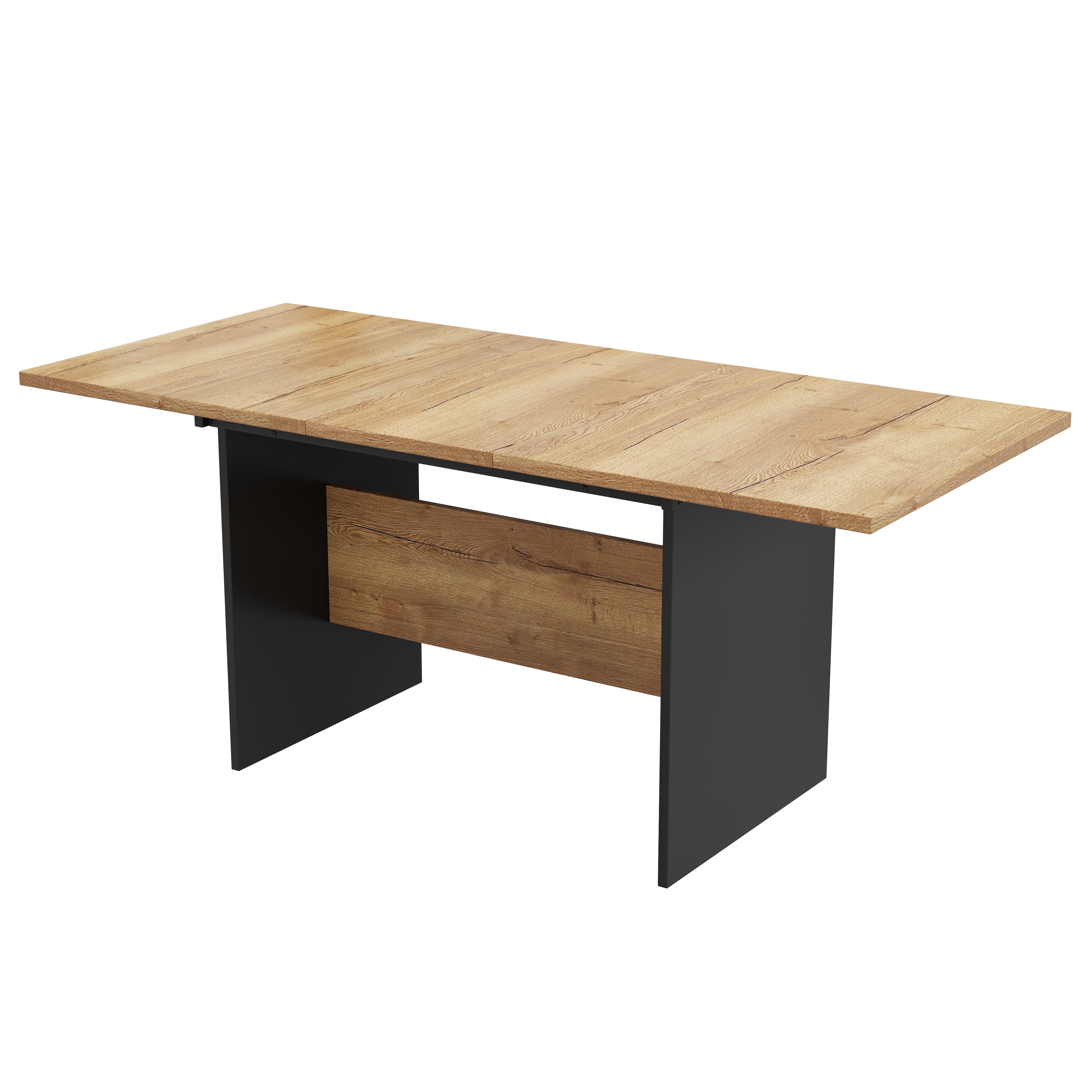 Logidon uitschuifbare eettafel 140/180x80 cm zwart walnoot MDF
