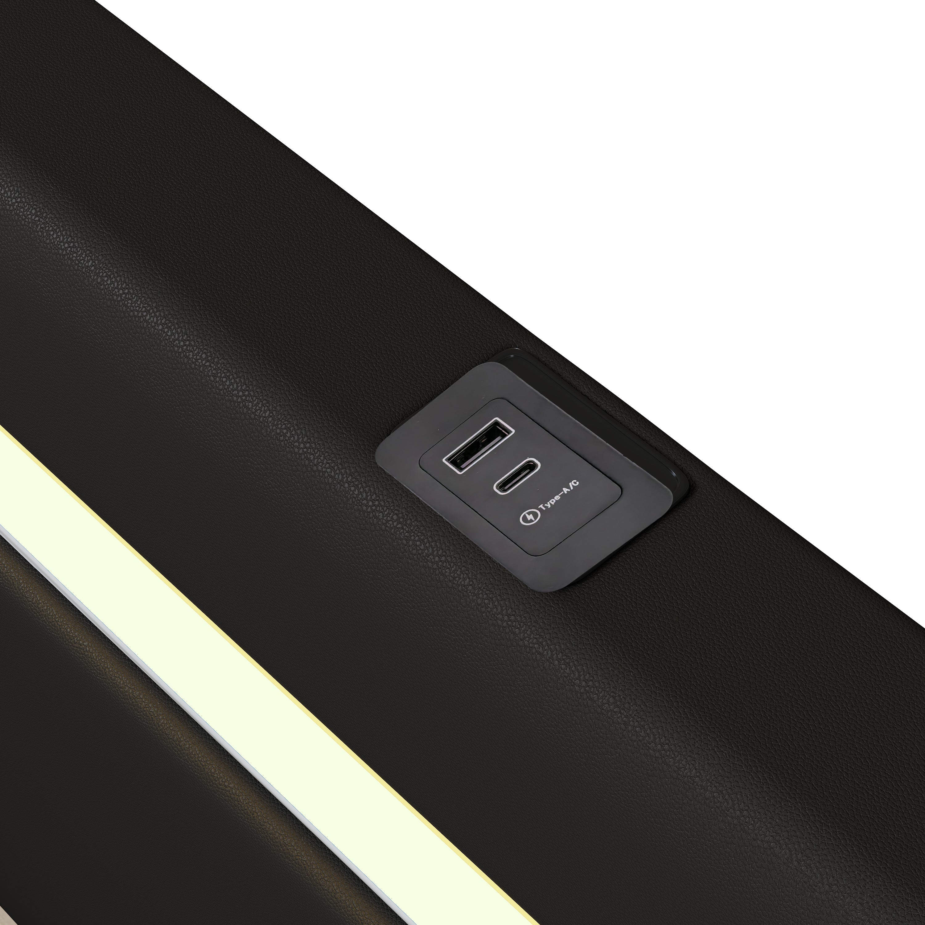 Logidon gestoffeerd bed 160x200 zwart met LED lichtstrip USB opladen