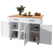 Logidon keukeneiland 129x46 cm met opklapbaar tafelblad, 5 wielen, wit