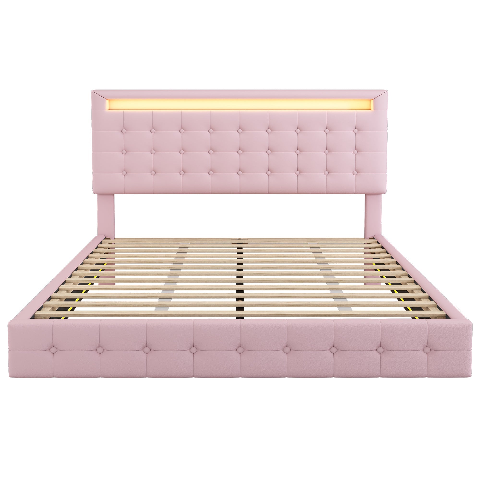 Logidon 140x200 cm flatbed roze LED-licht 24 knoppen afstandsbediening