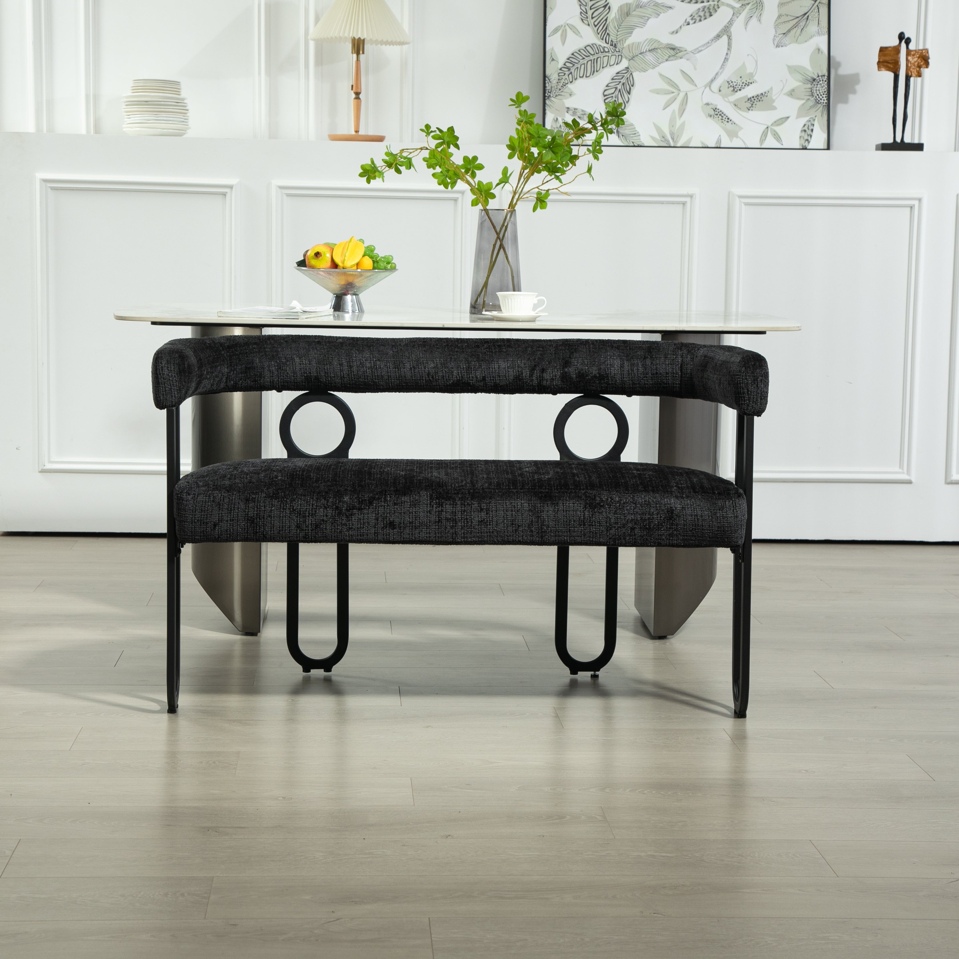 Logidon tweepersoonsslaapbank met ronde rug, zwart chenille