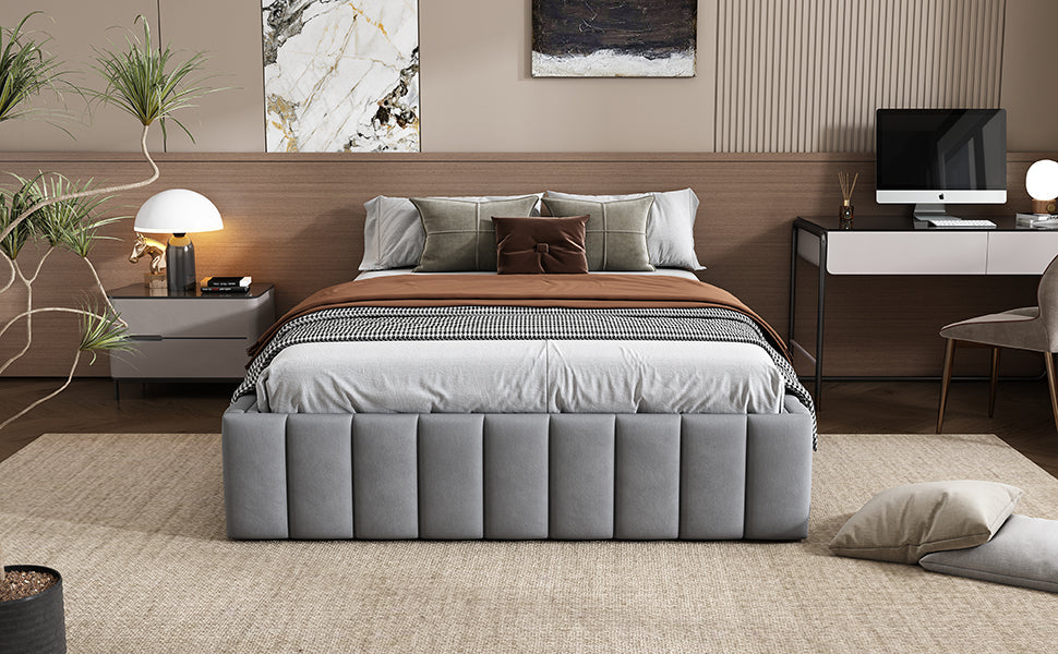 Logidon gestoffeerd bed 140 x 200 cm grijs met lattenbodem designbed