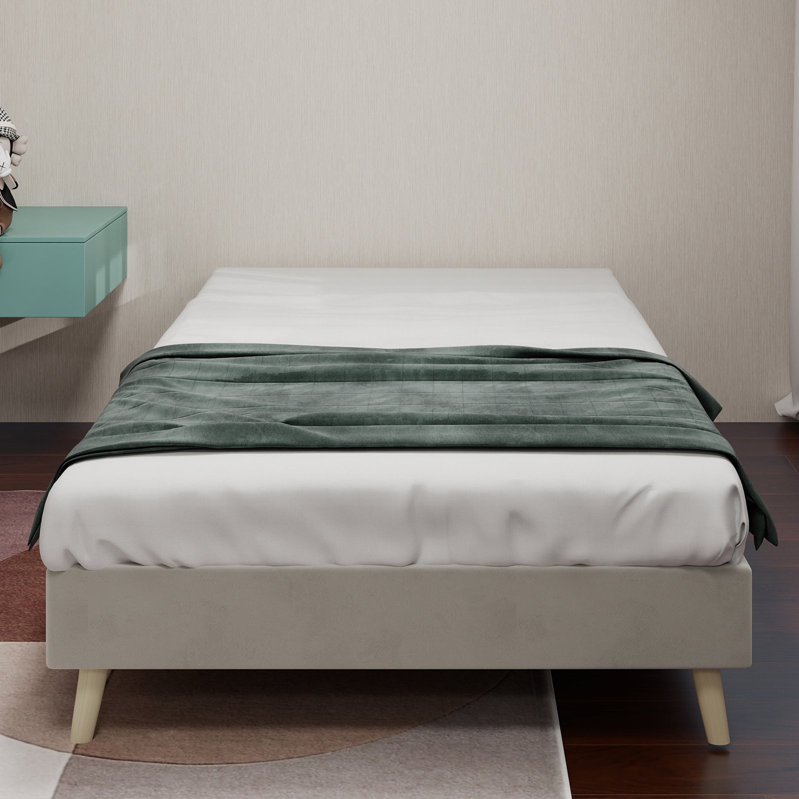 Bedframe in Logidon stof 90x200 beige fluwelen stof