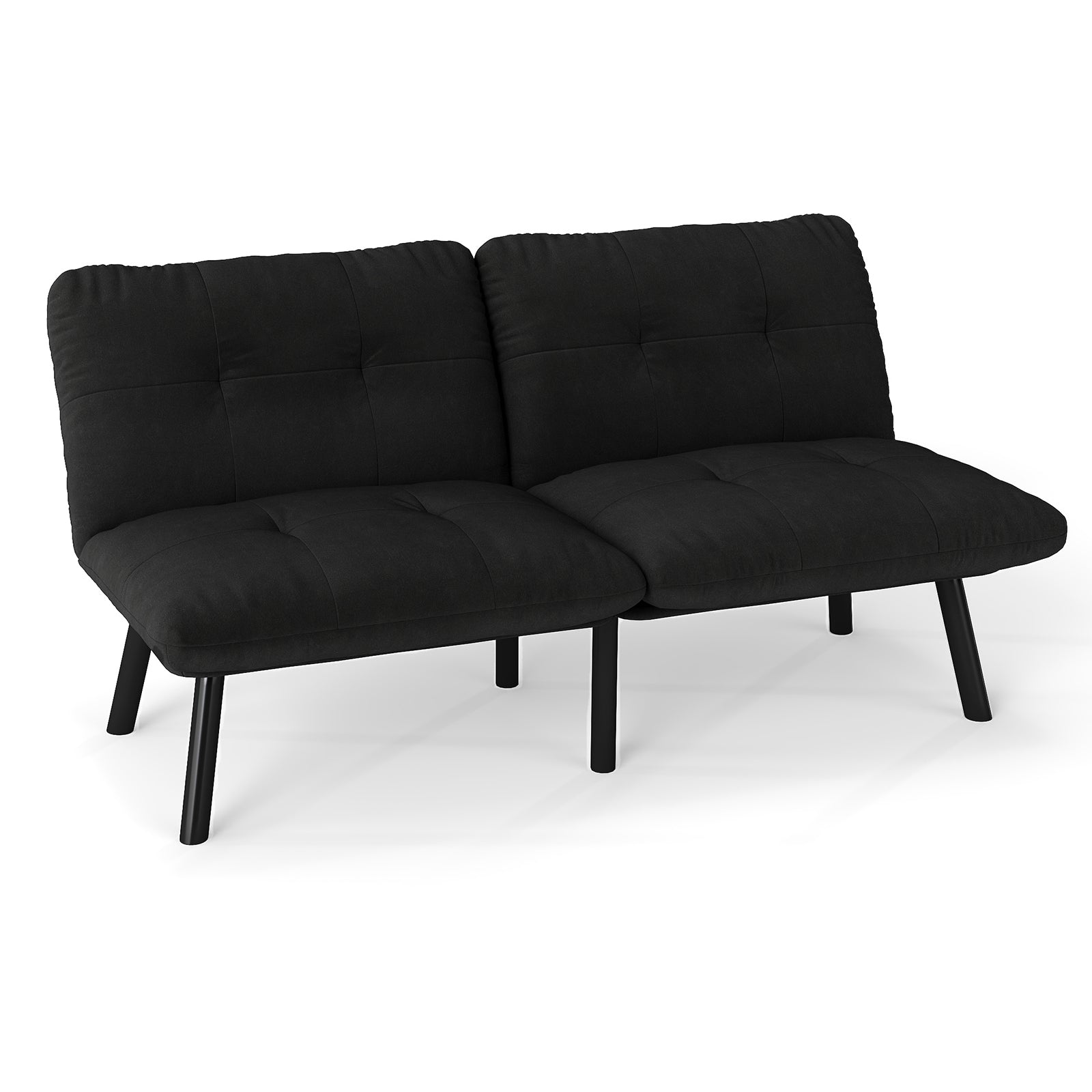 Logidon zwarte moderne slaapbank, 2-zits futon met slaapfunctie