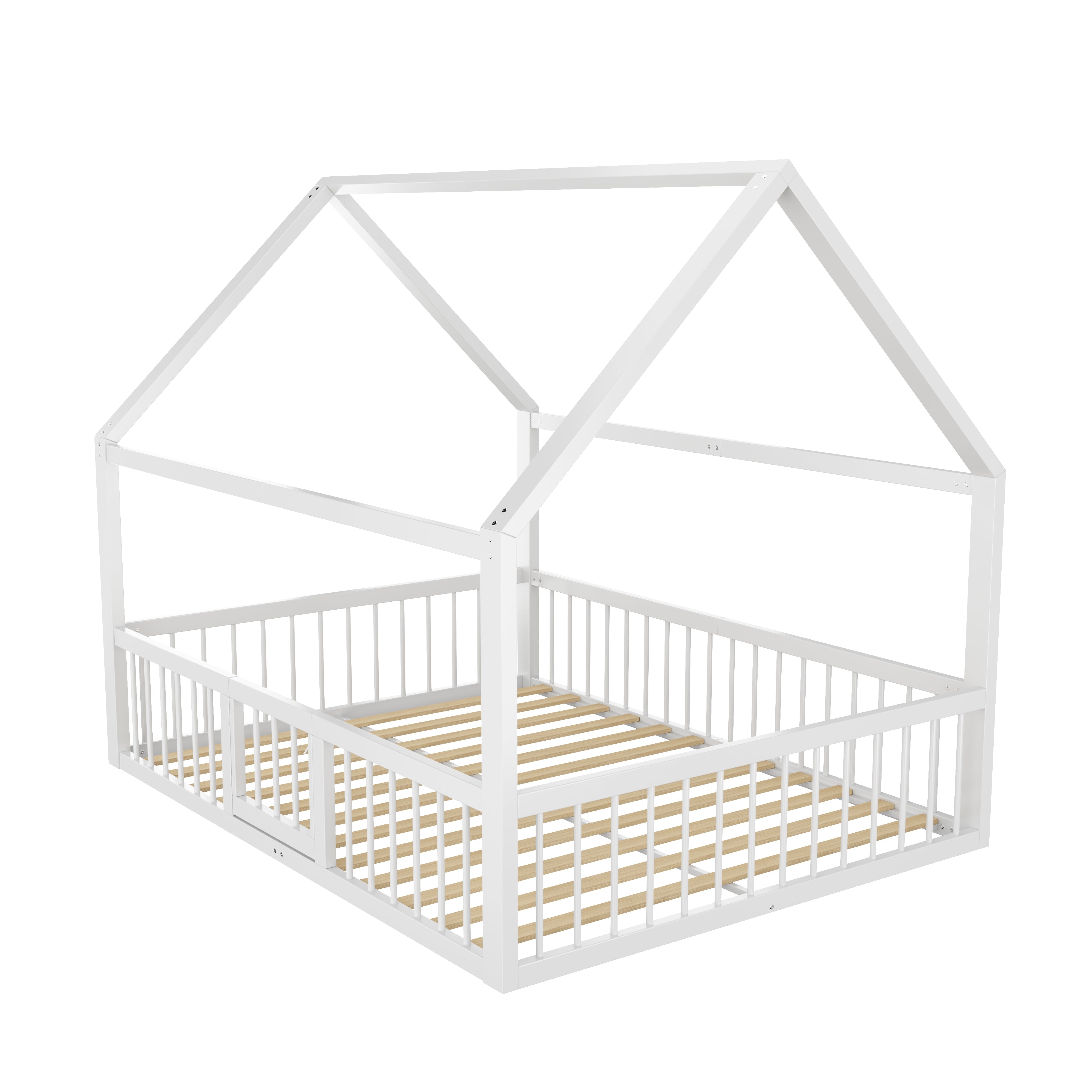 Logidon metalen bed 140x200 wit plat bed met dakframe