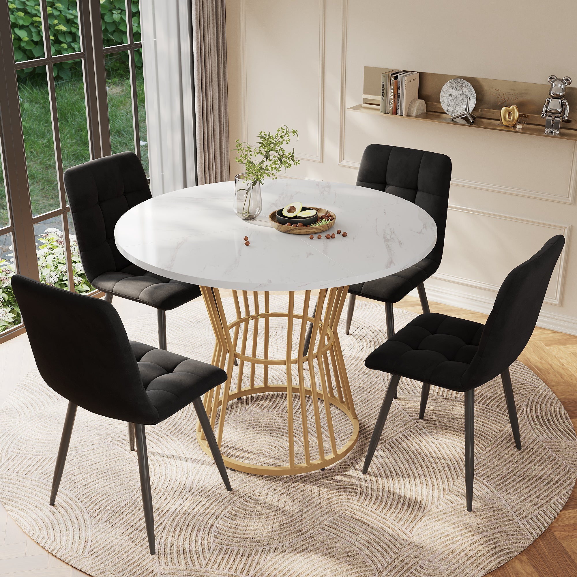 Logidon ronde eettafel wit goud marmerlook MDF 100 cm diameter