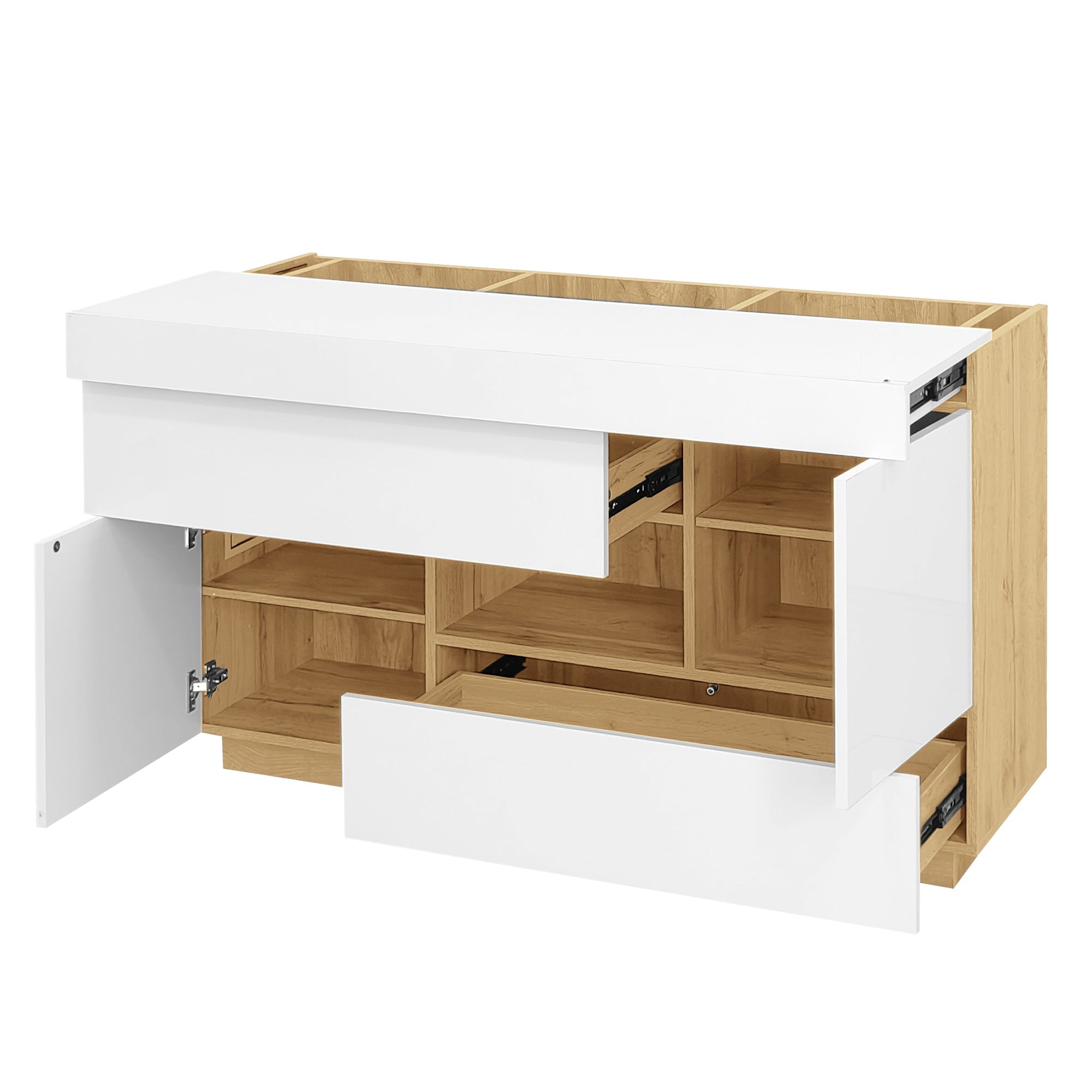 Logidon dressoir hoogglans wit vitrinekast LED 16 kleuren 120x37x76,5 cm