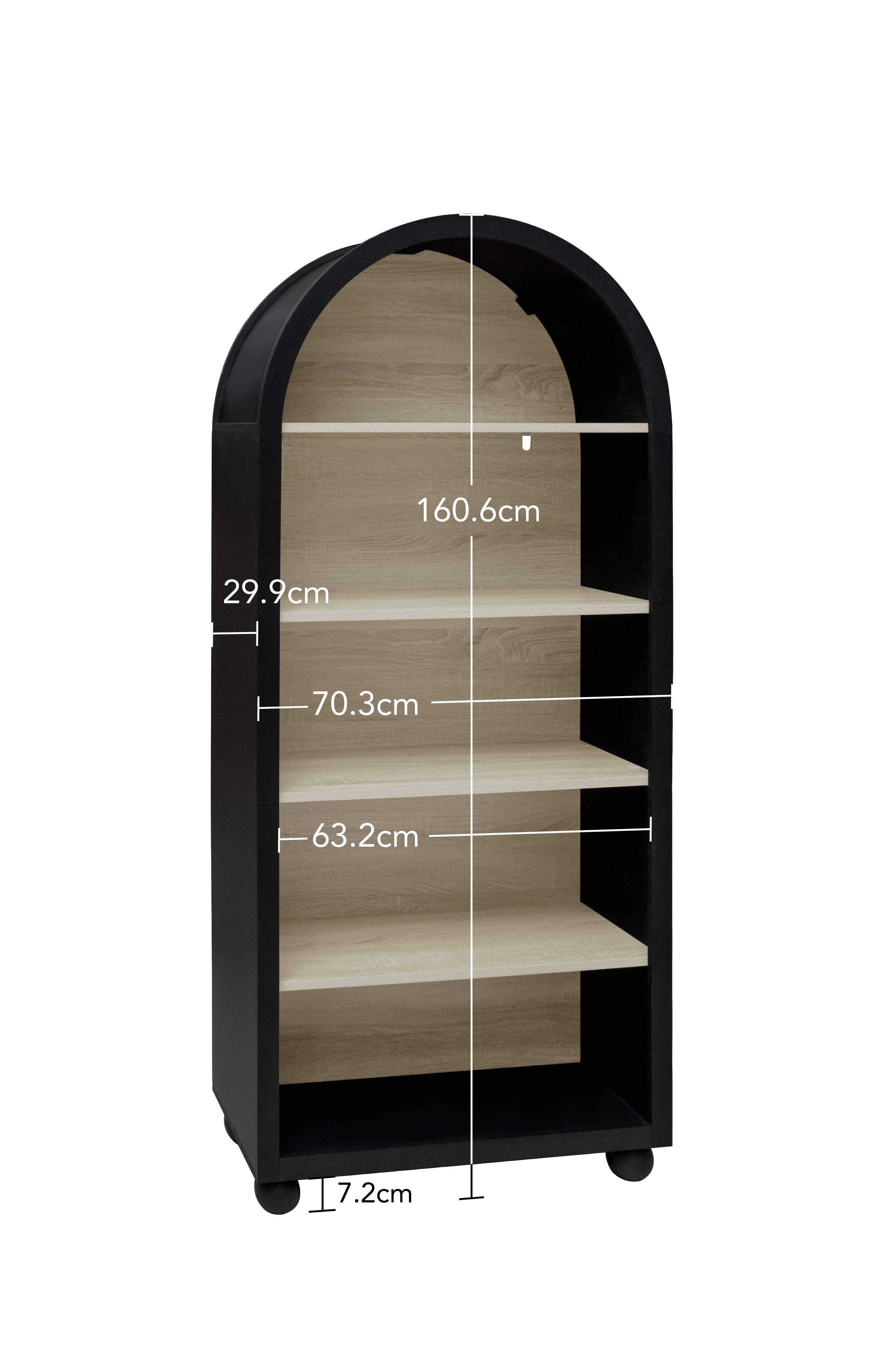 Logidon boekenkast metalen frame zwart naturel hout 70,5 x 30 x 161 cm