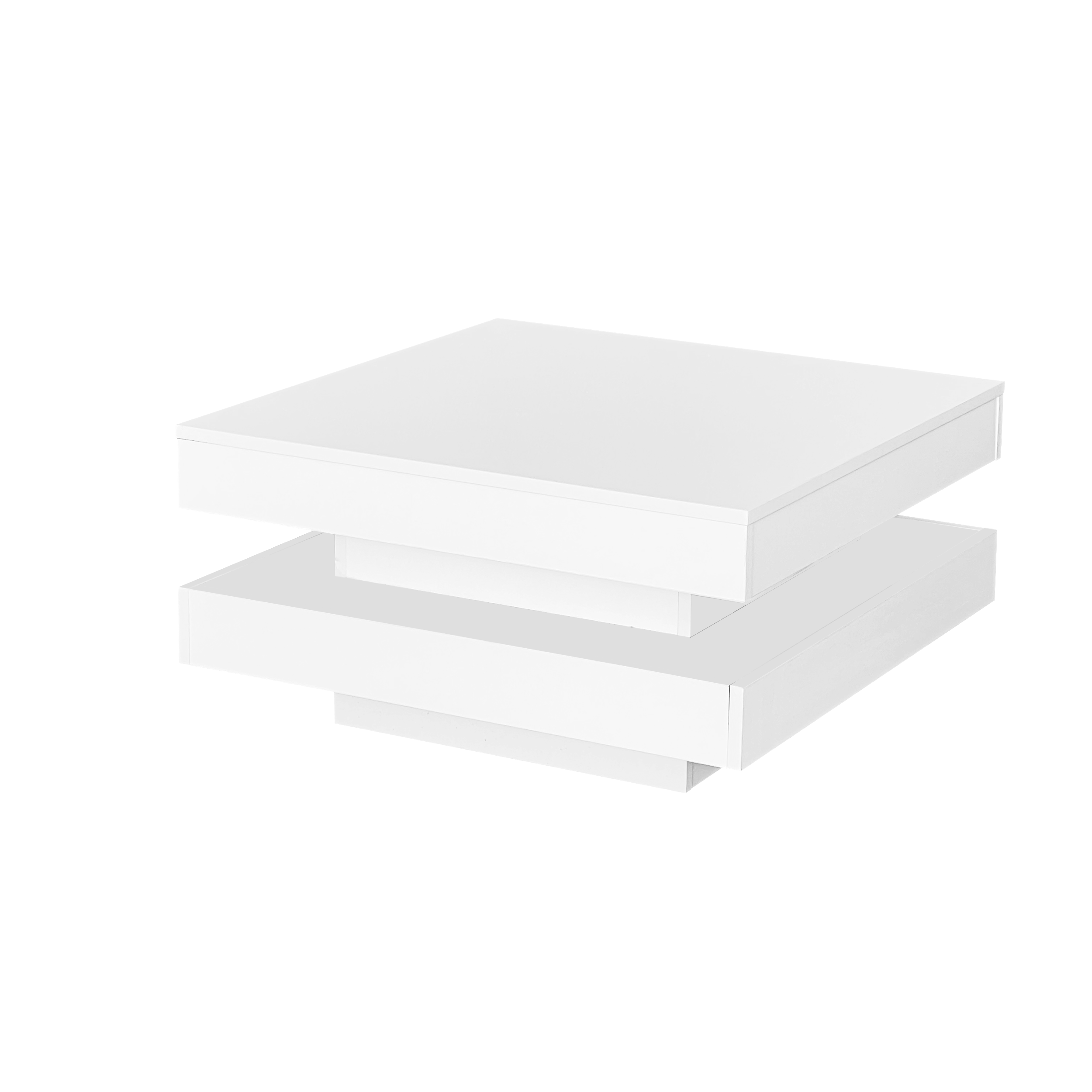 Logidon witte hoogglans salontafel 70x70x36 cm met draaiplaat en 16-kleuren LED