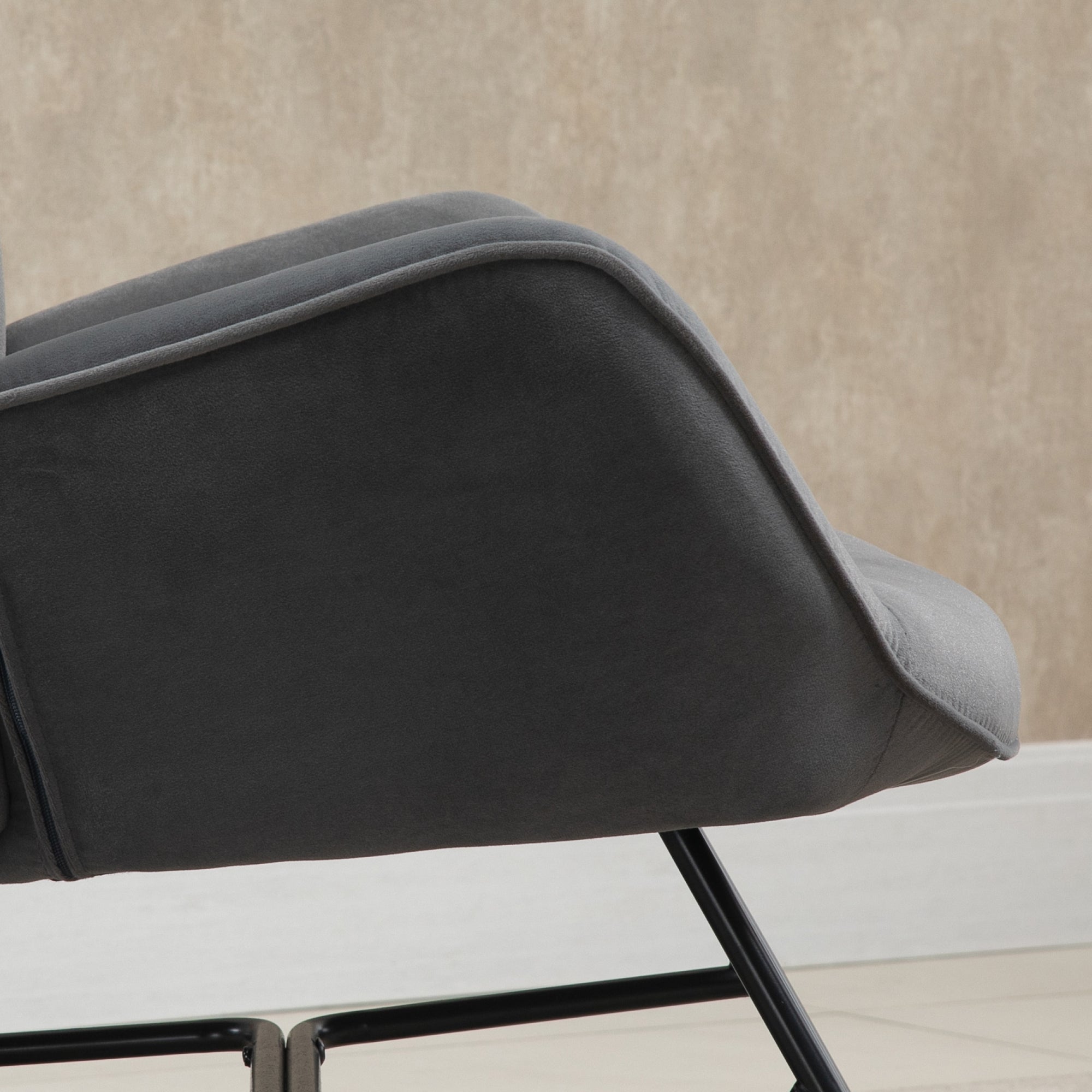 Logidon Schommelstoel Donkergrijs Fluweelachtig Polyester Stalen Frame