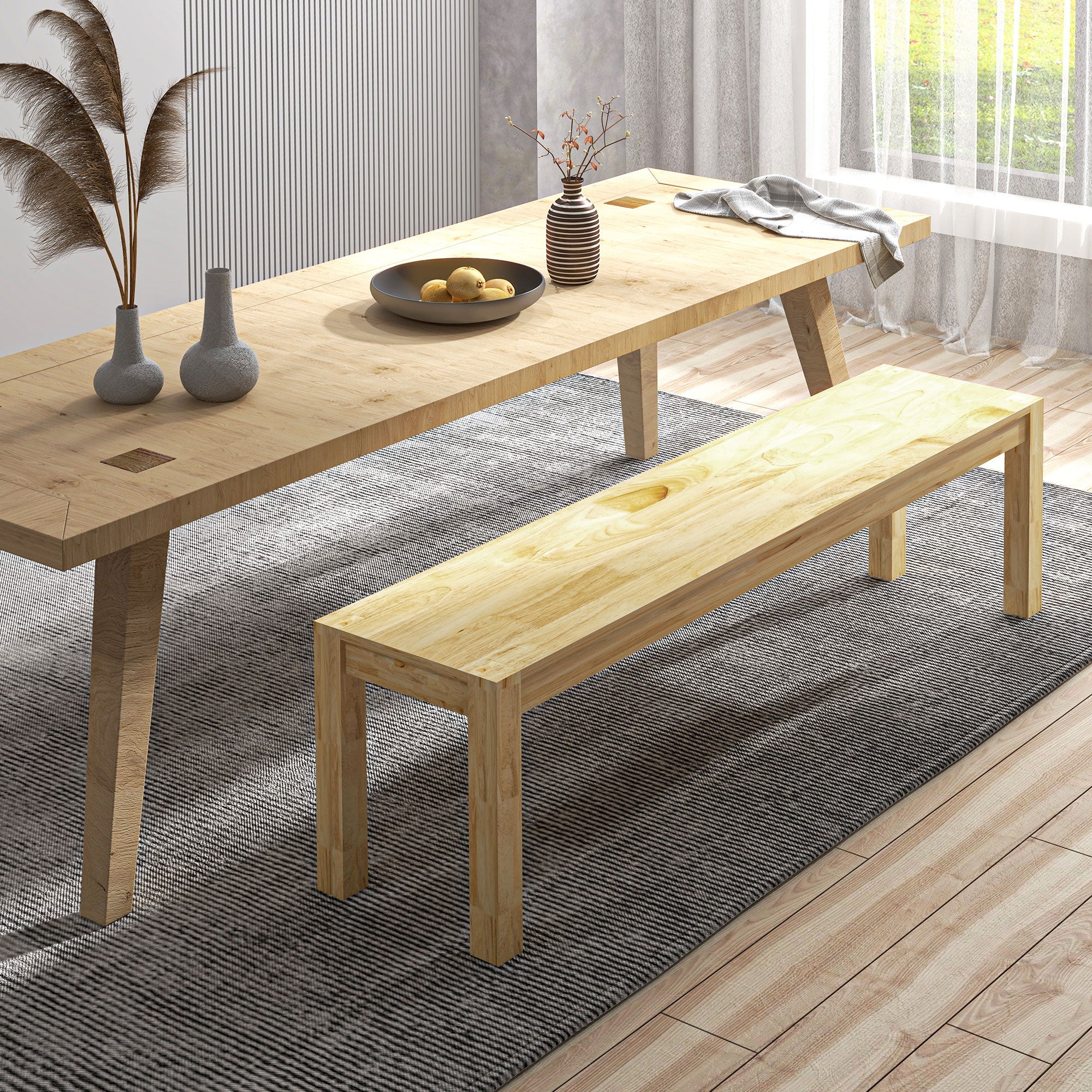 Logidon houten bank 3-zits naturel massief grenen 150 x 33 x 45 cm draagvermogen 330 kg