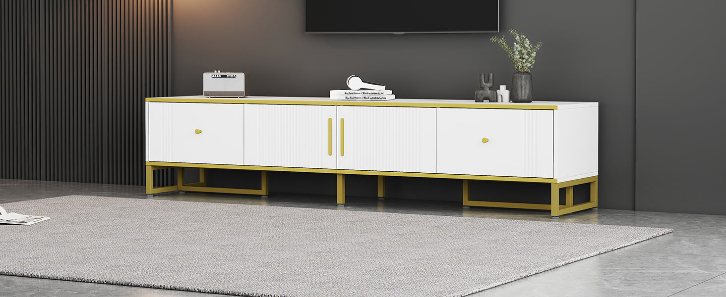 Logidon Elegant Wit TV-meubel 180x40x40 cm Gouden Trim