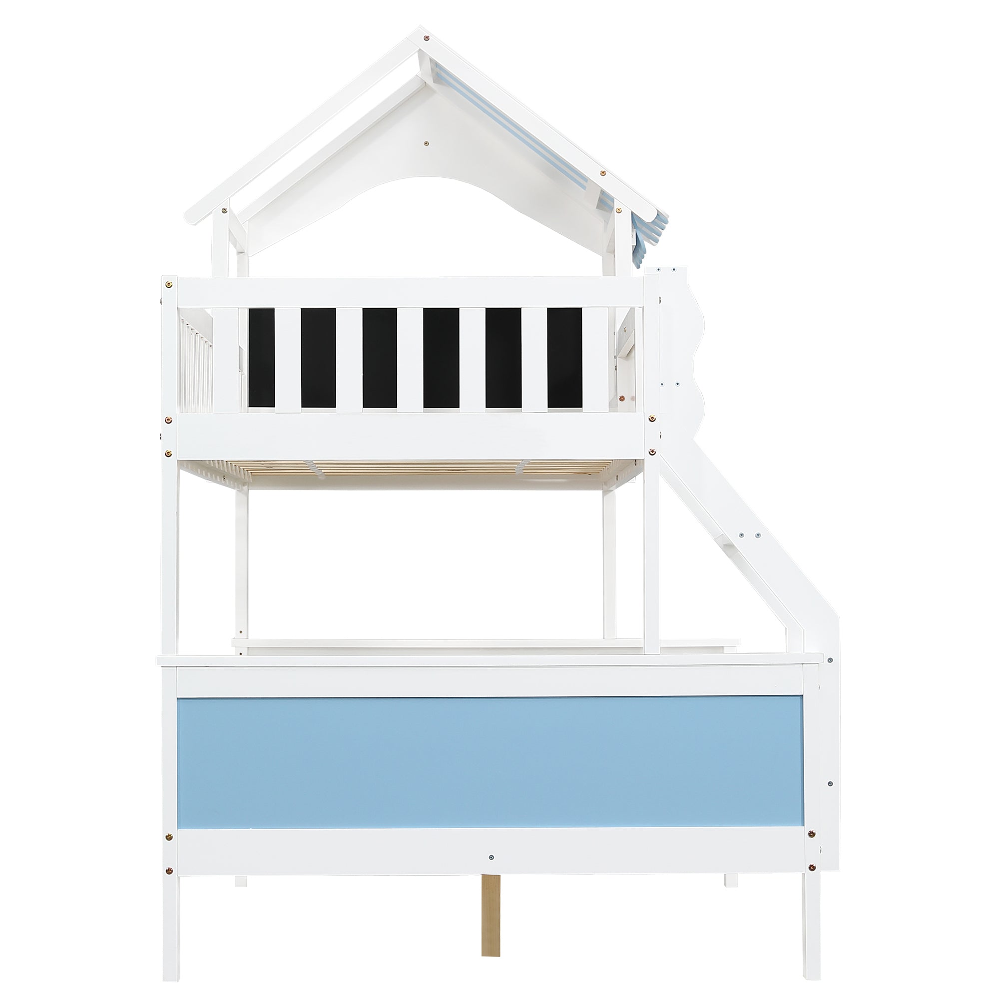Logidon stapelbed kinderbed met opbergruimte 90x200/120x200 wit-blauw