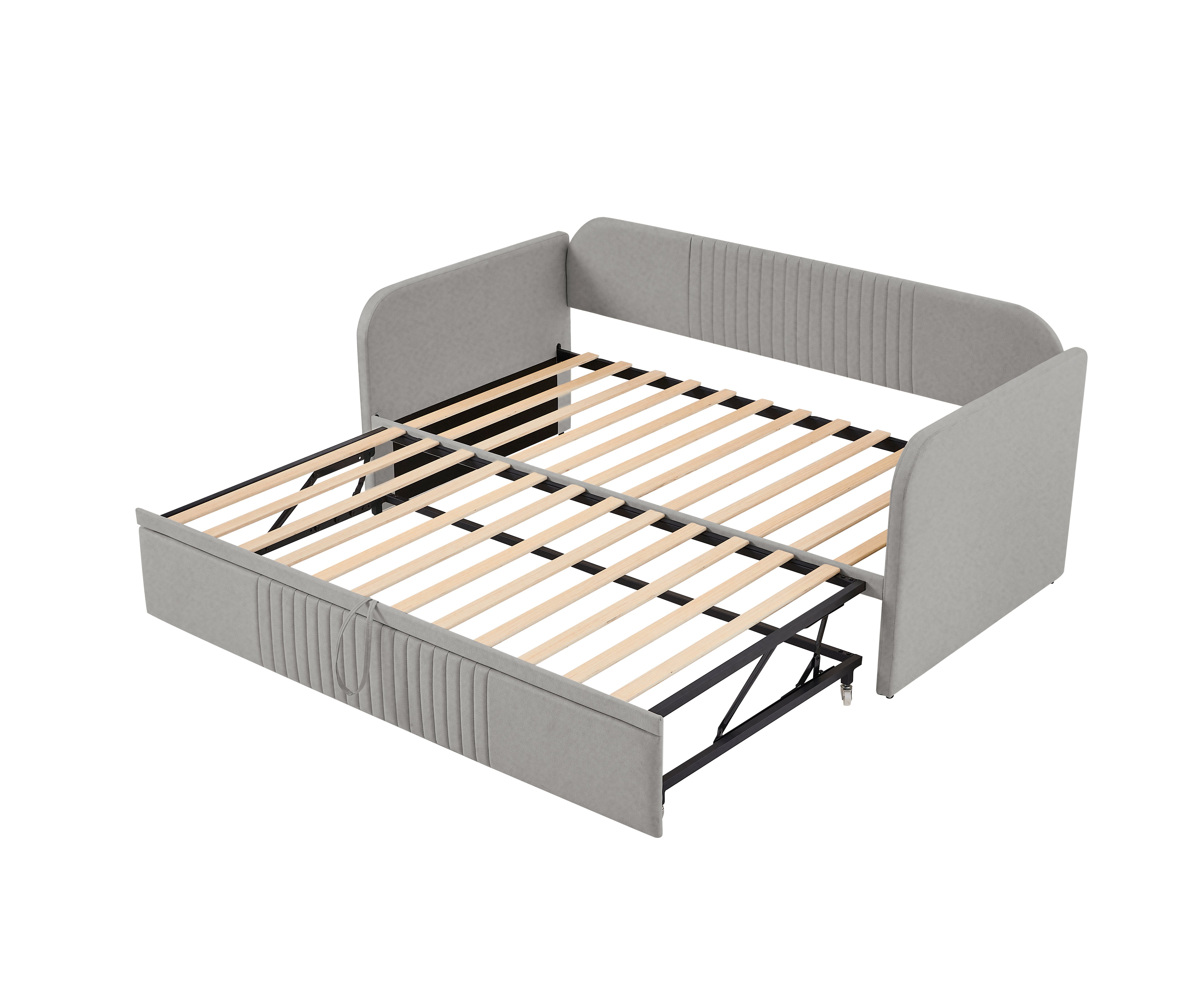 Logidon gestoffeerd bed slaapbank 90/180x190 cm lichtgrijs