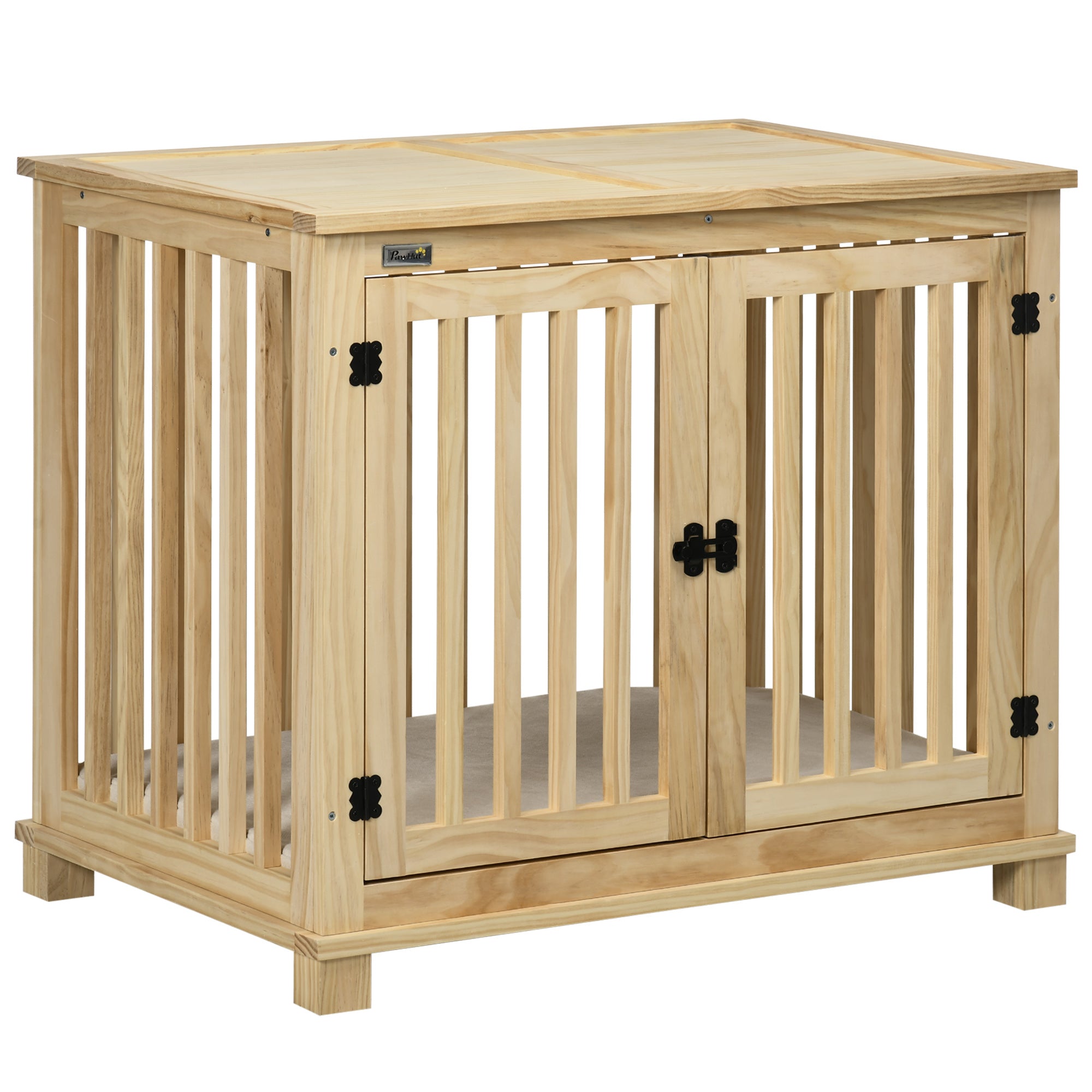 Logidon hondenkooi naturel hout crème wit 82,5×57×72 cm met kussen