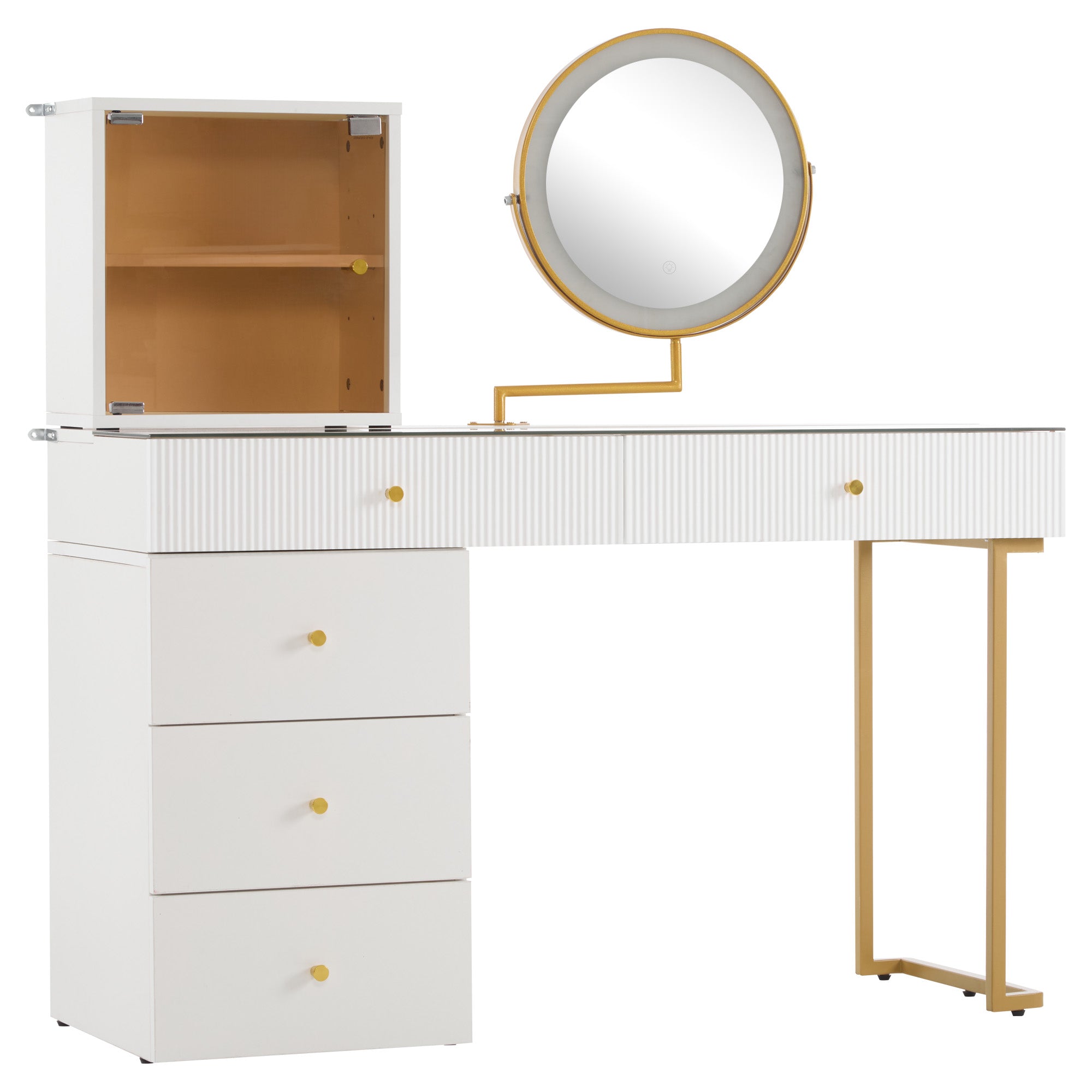 Logidon Kaptafelset met LED-spiegelglasblad Wit 120x45x115