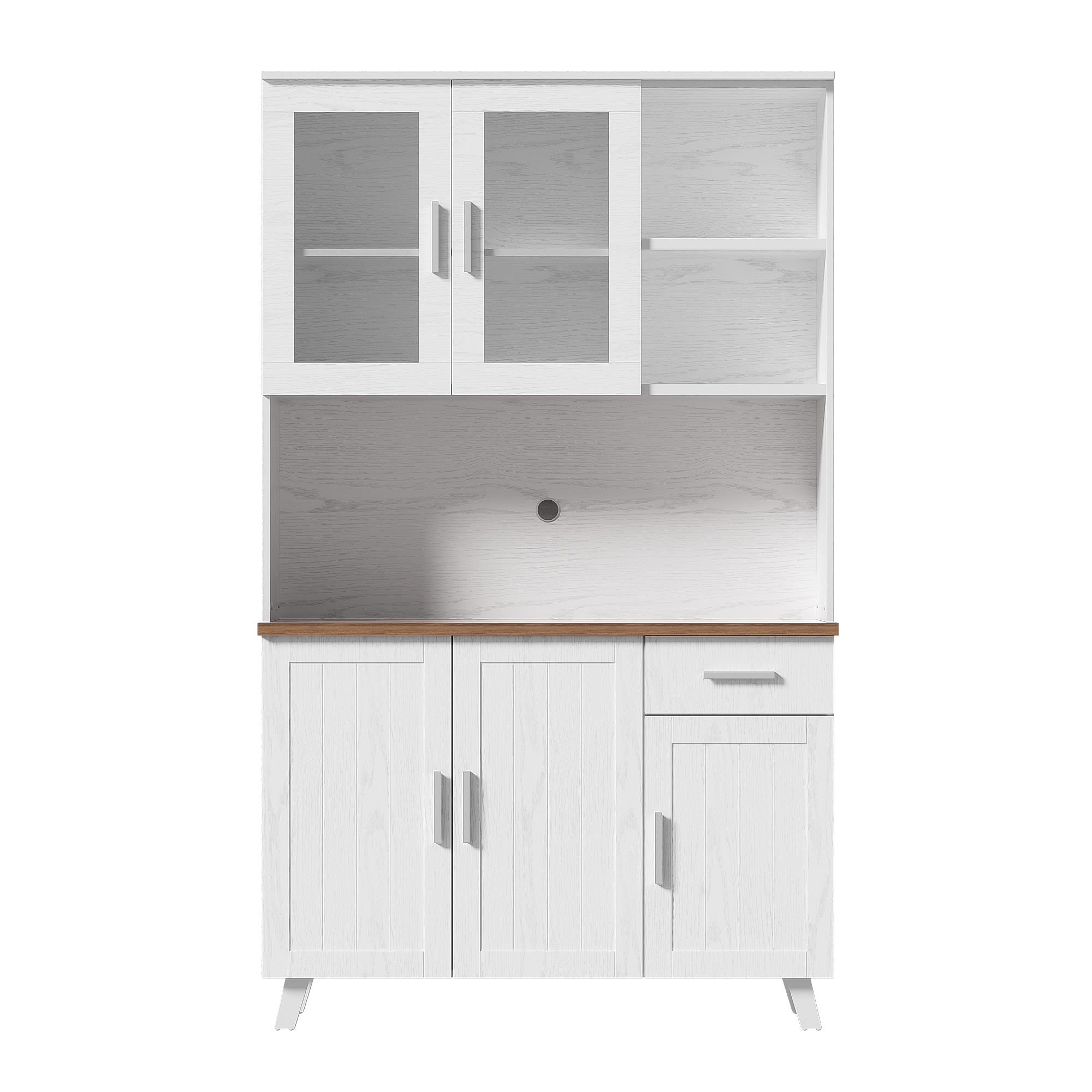 Logidon vitrinekast 114x40x190 cm witbruin landelijke stijl