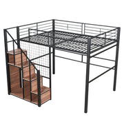Logidon hoogslaper 140x200 met veiligheidsladder metalen frame zwart