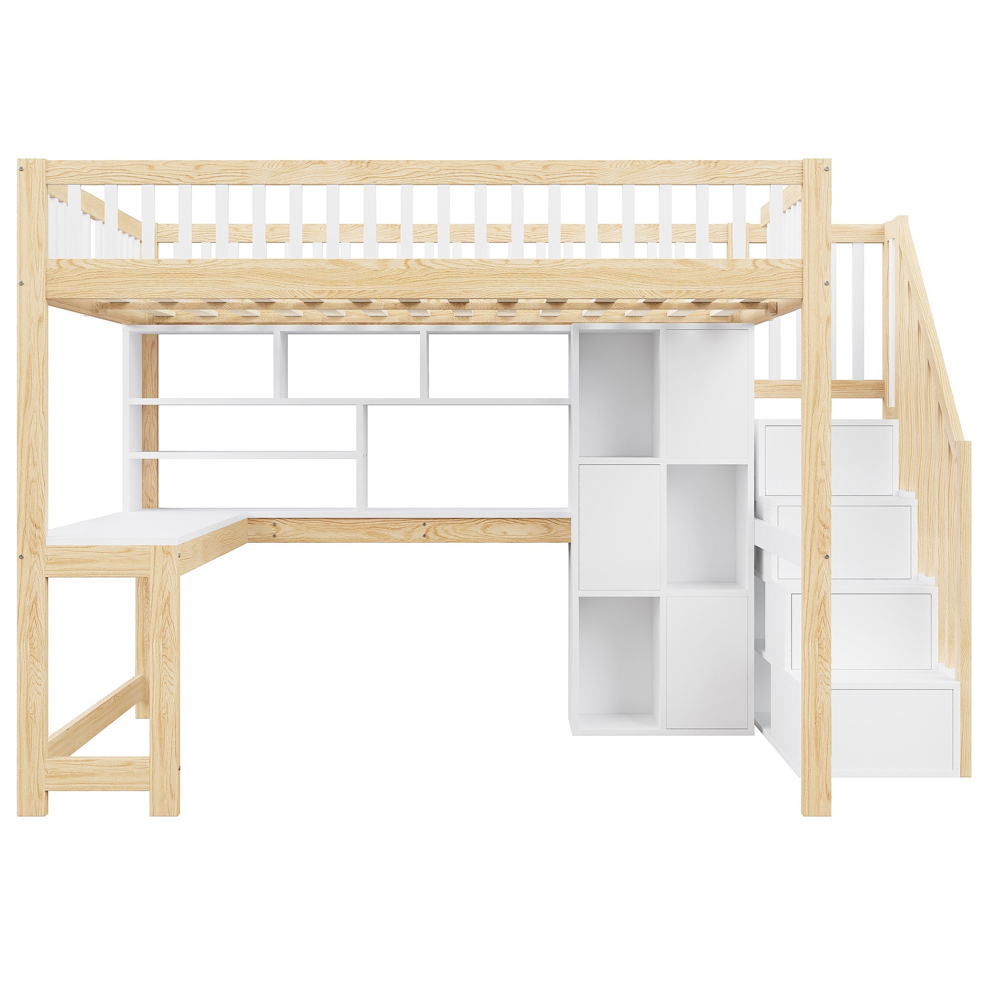 Logidon hoogslaper 140x200 cm met LED-verlichting wit en naturel